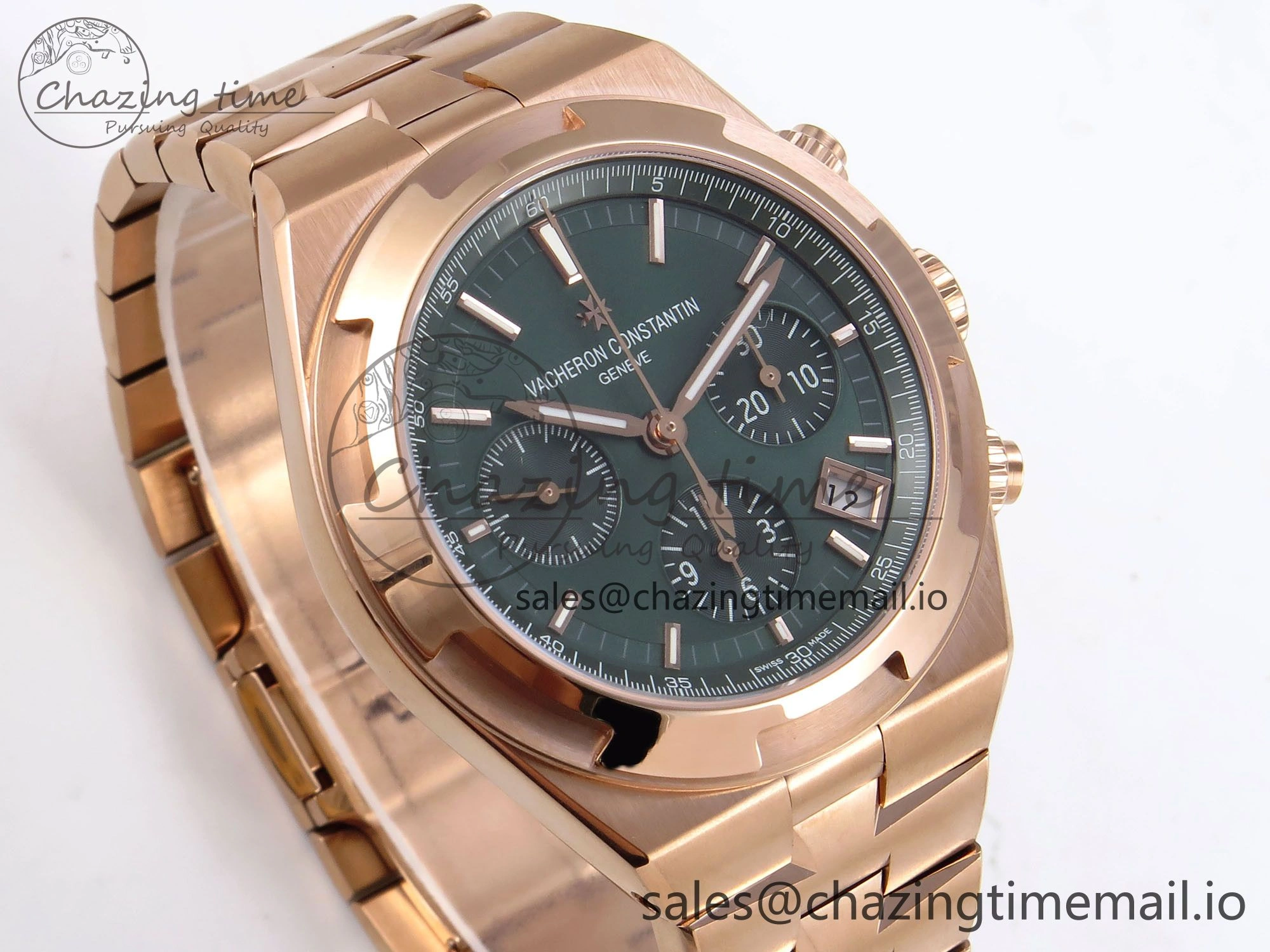 Overseas 4520V RG 8F Best Edition Green Dial On RG Bracelet A7750 Modified to A5200