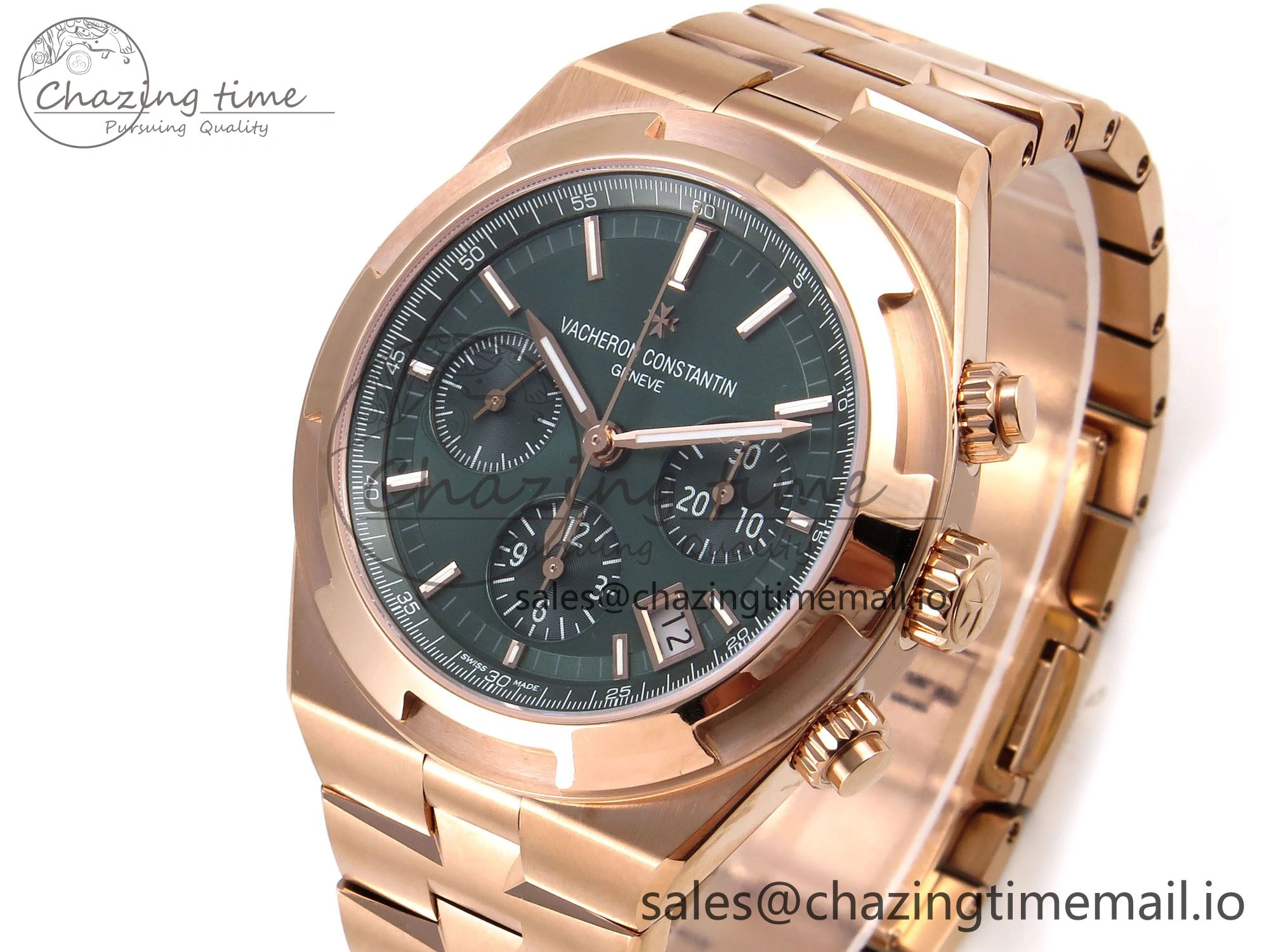 Overseas 4520V RG 8F Best Edition Green Dial On RG Bracelet A7750 Modified to A5200