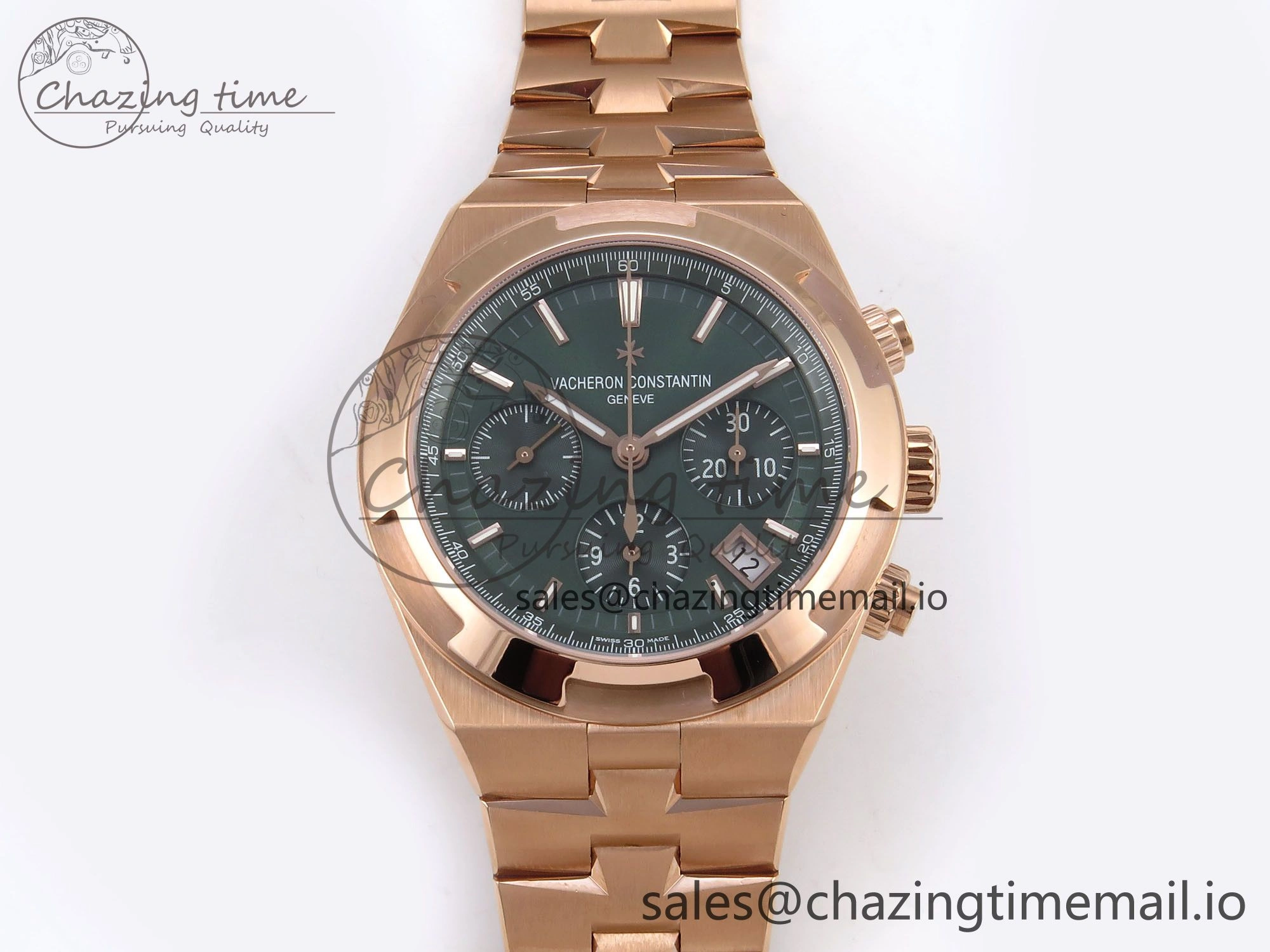 Overseas 4520V RG 8F Best Edition Green Dial On RG Bracelet A7750 Modified to A5200