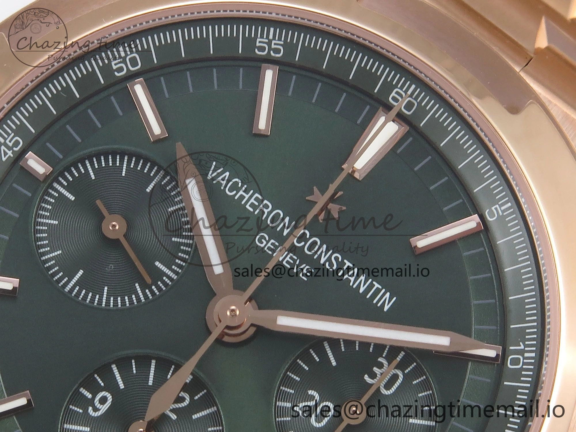 Overseas 4520V RG 8F Best Edition Green Dial On RG Bracelet A7750 Modified to A5200