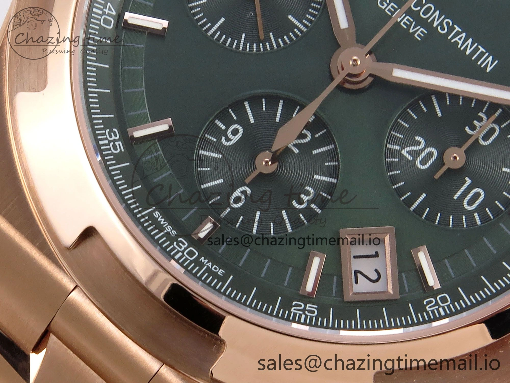 Overseas 4520V RG 8F Best Edition Green Dial On RG Bracelet A7750 Modified to A5200