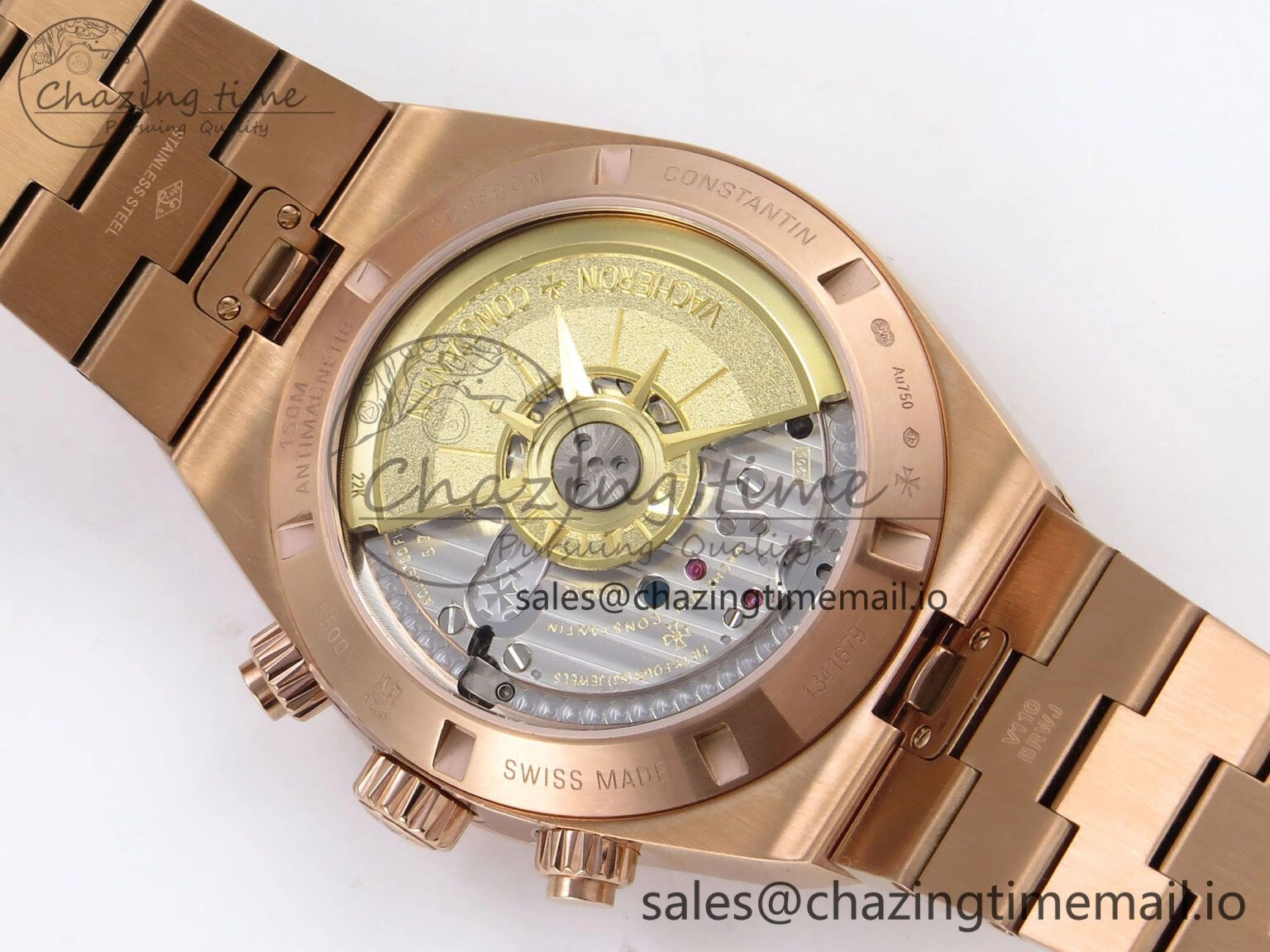Overseas 4520V RG 8F Best Edition Green Dial On RG Bracelet A7750 Modified to A5200