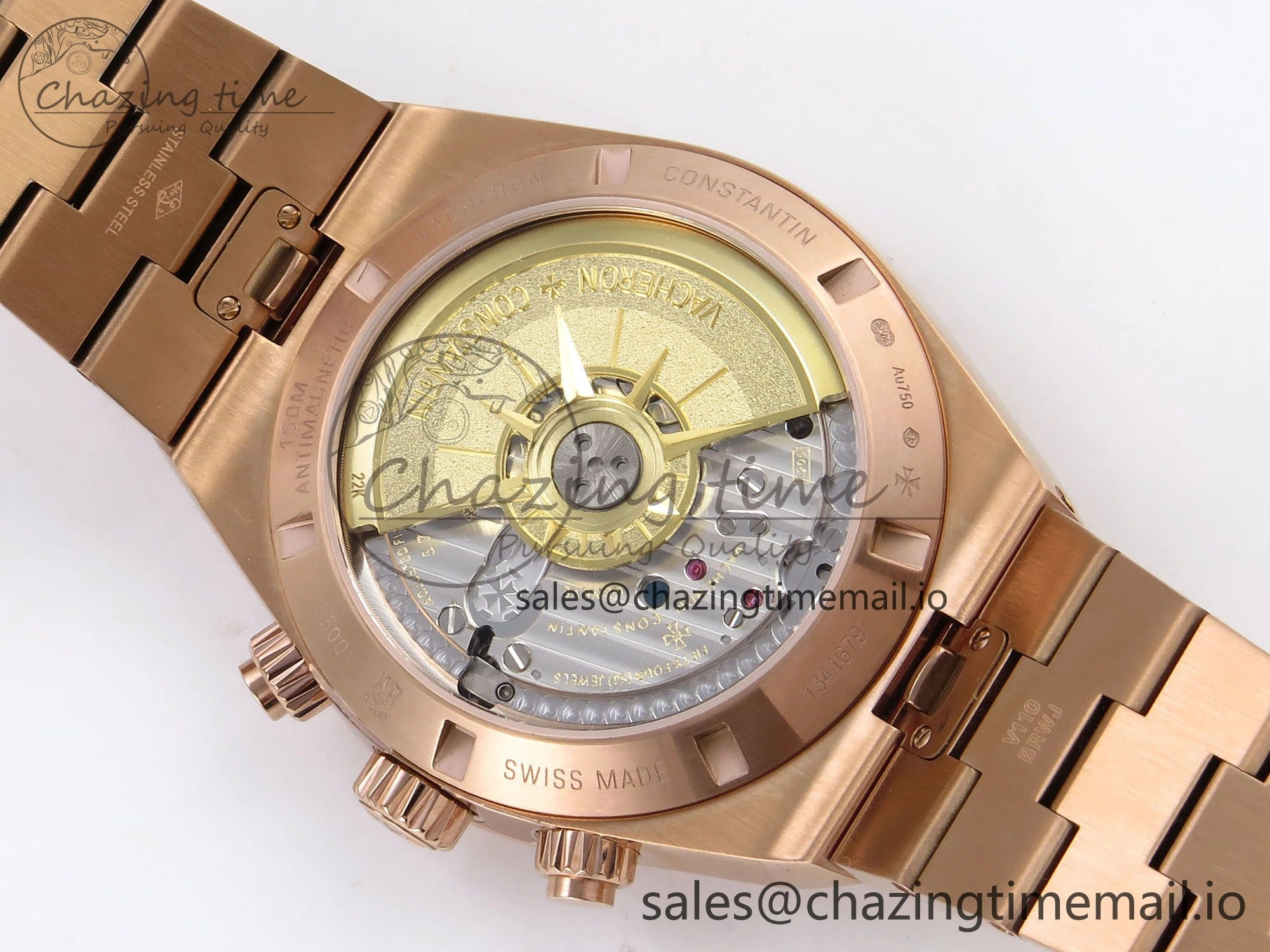 Overseas 4520V RG 8F Best Edition Green Dial On RG Bracelet A7750 Modified to A5200