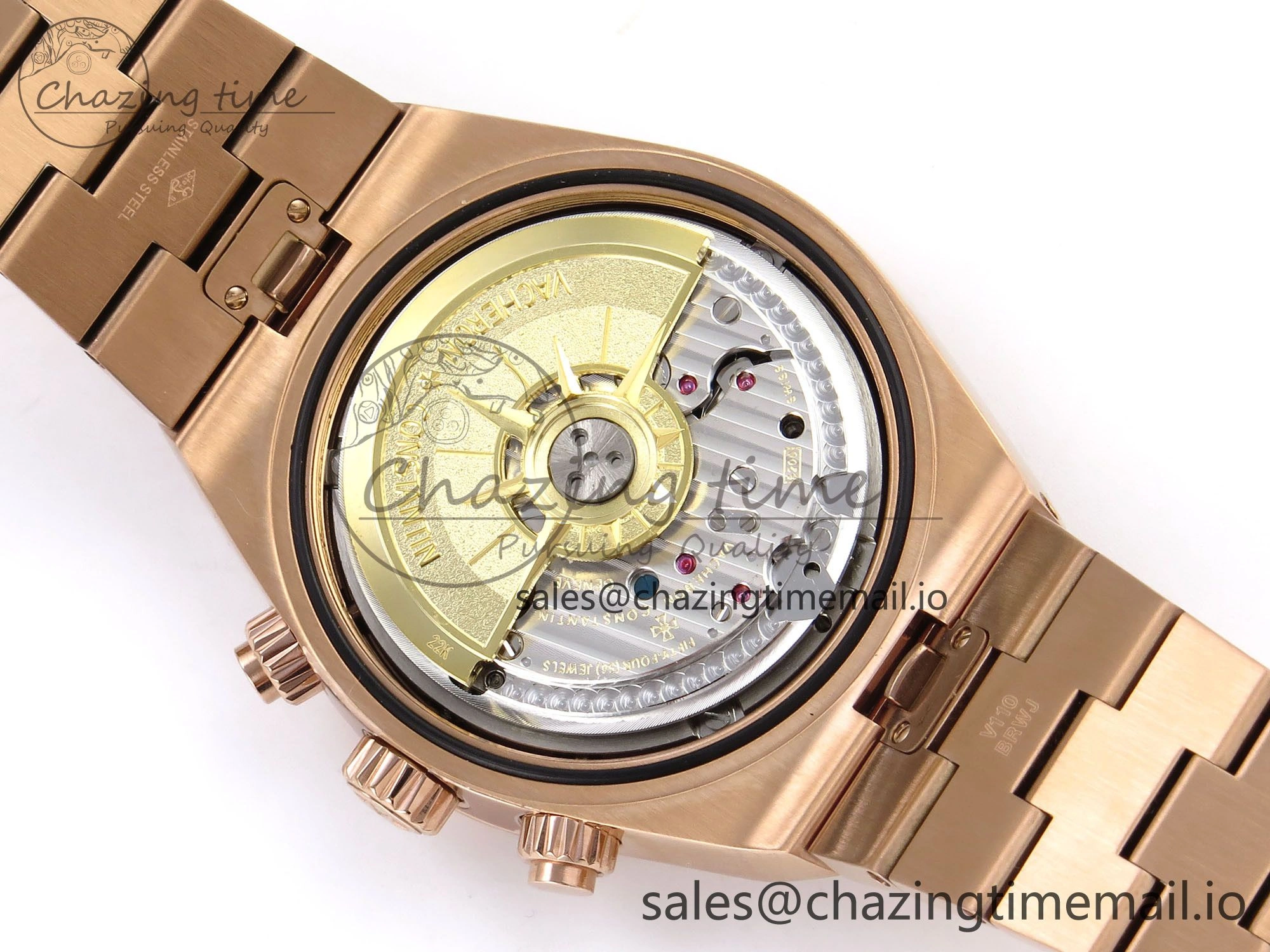 Overseas 4520V RG 8F Best Edition Green Dial On RG Bracelet A7750 Modified to A5200
