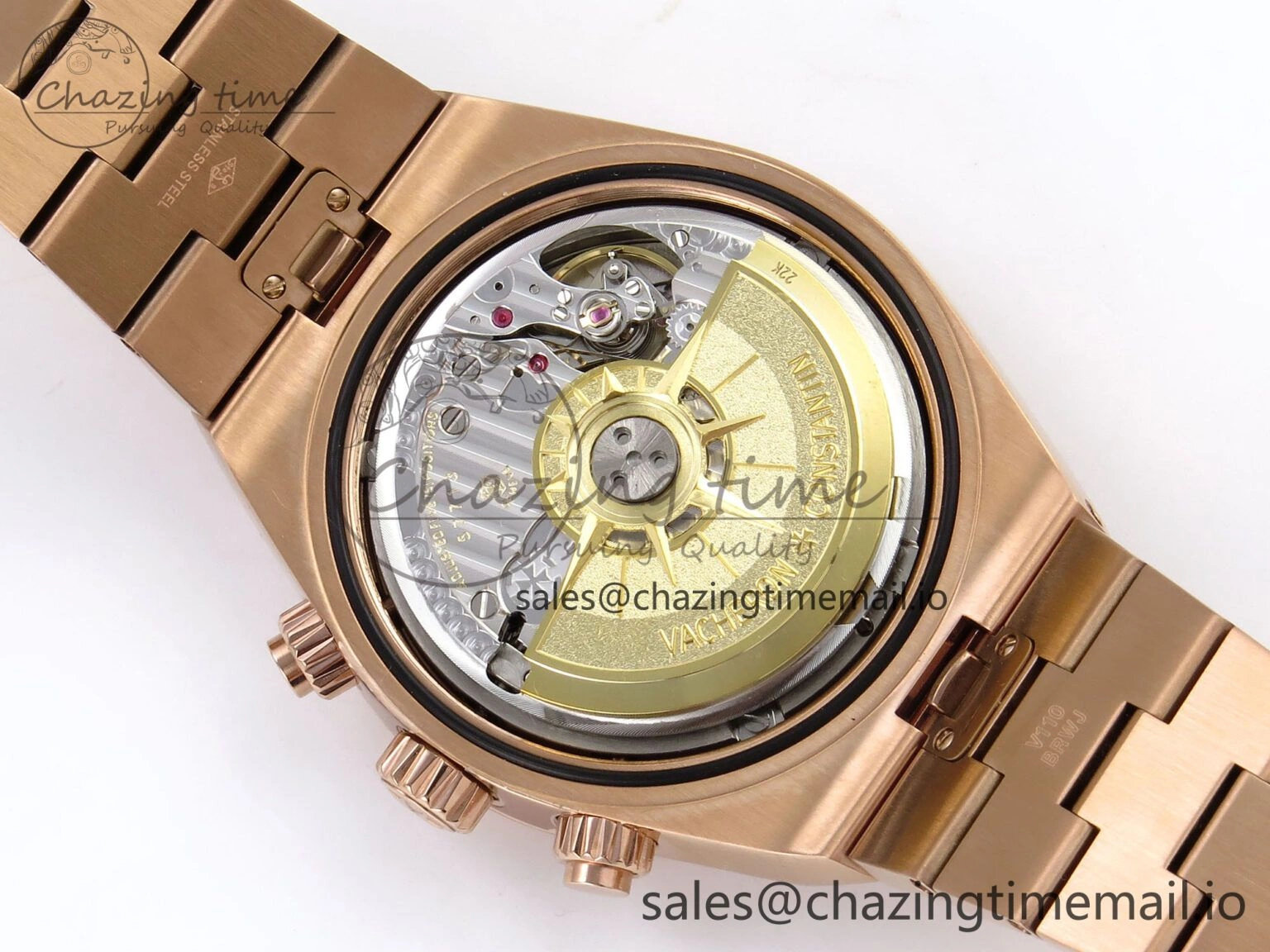 Overseas 4520V RG 8F Best Edition Green Dial On RG Bracelet A7750 Modified to A5200