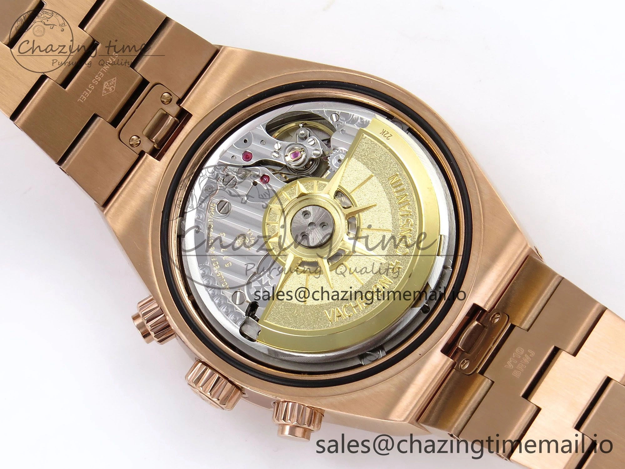 Overseas 4520V RG 8F Best Edition Green Dial On RG Bracelet A7750 Modified to A5200