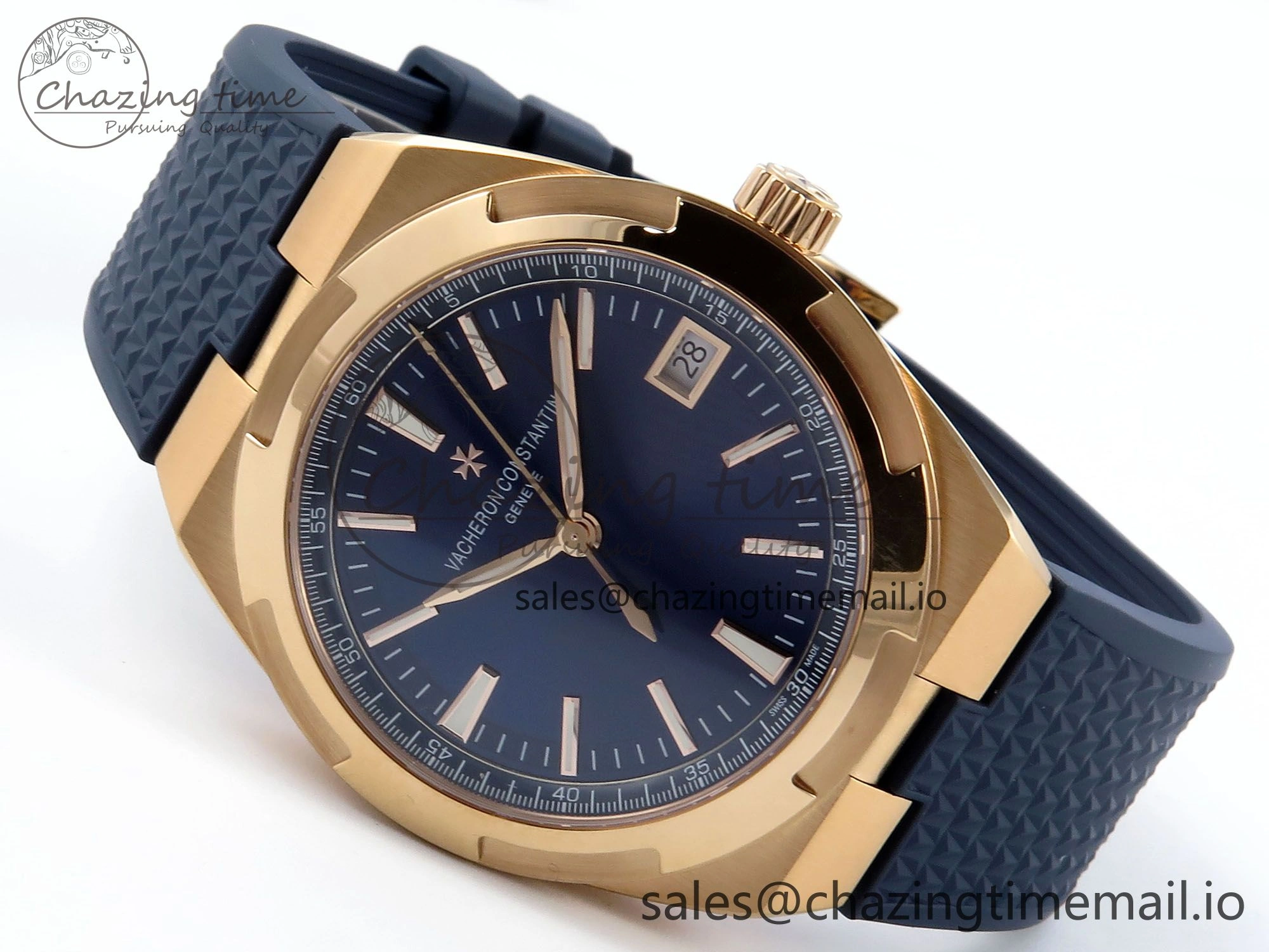 Overseas 4520V RG ZF 1:1 Best Edition Blue Dial on Blue Rubber Strap A5100