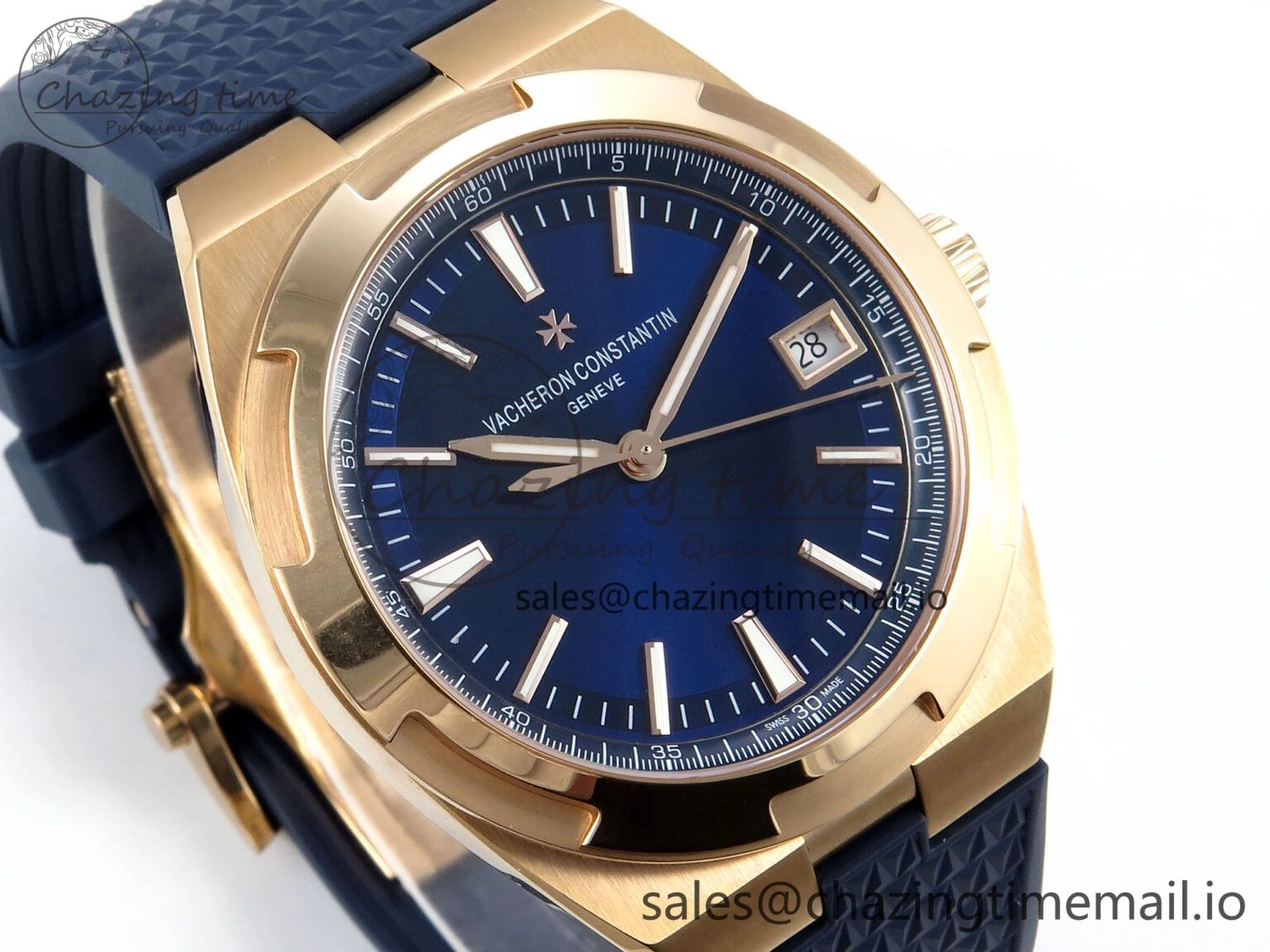 Overseas 4520V RG ZF 1:1 Best Edition Blue Dial on Blue Rubber Strap A5100