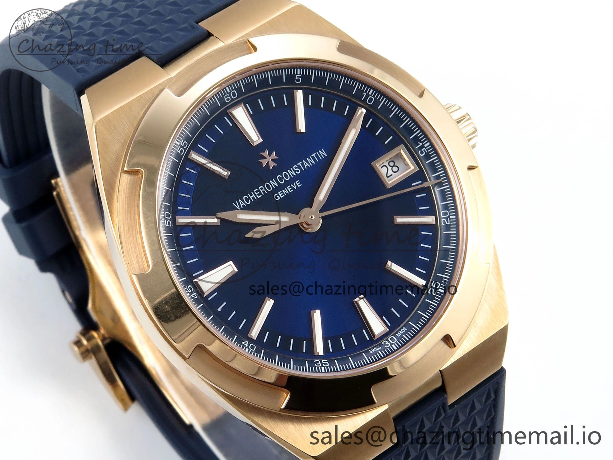 Overseas 4520V RG ZF 1:1 Best Edition Blue Dial on Blue Rubber Strap A5100