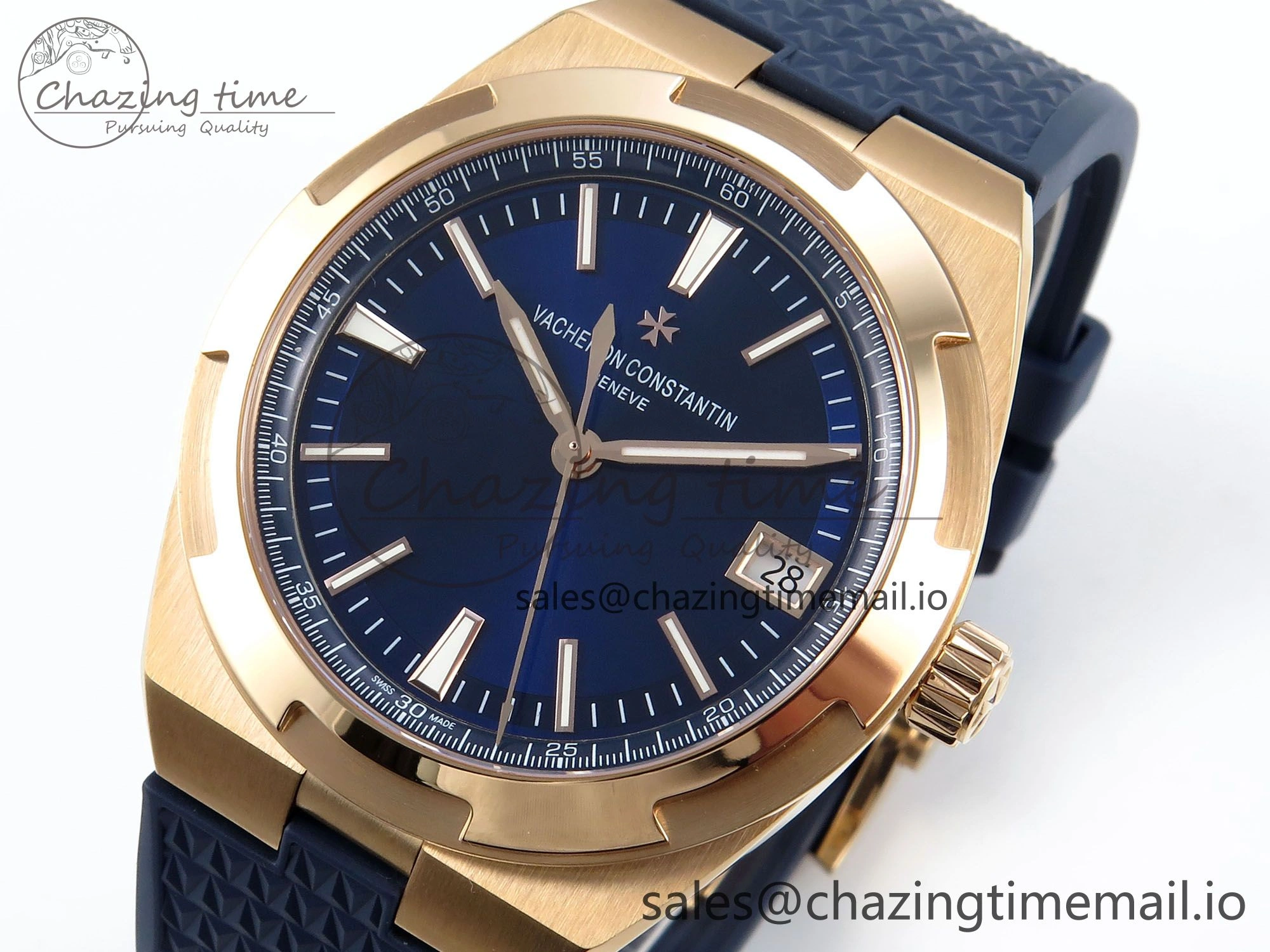 Overseas 4520V RG ZF 1:1 Best Edition Blue Dial on Blue Rubber Strap A5100