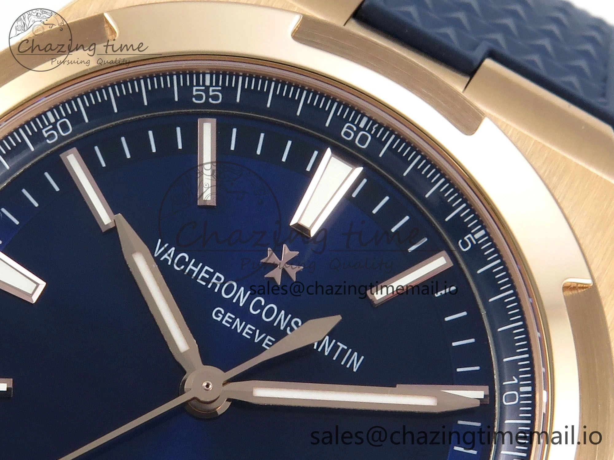 Overseas 4520V RG ZF 1:1 Best Edition Blue Dial on Blue Rubber Strap A5100