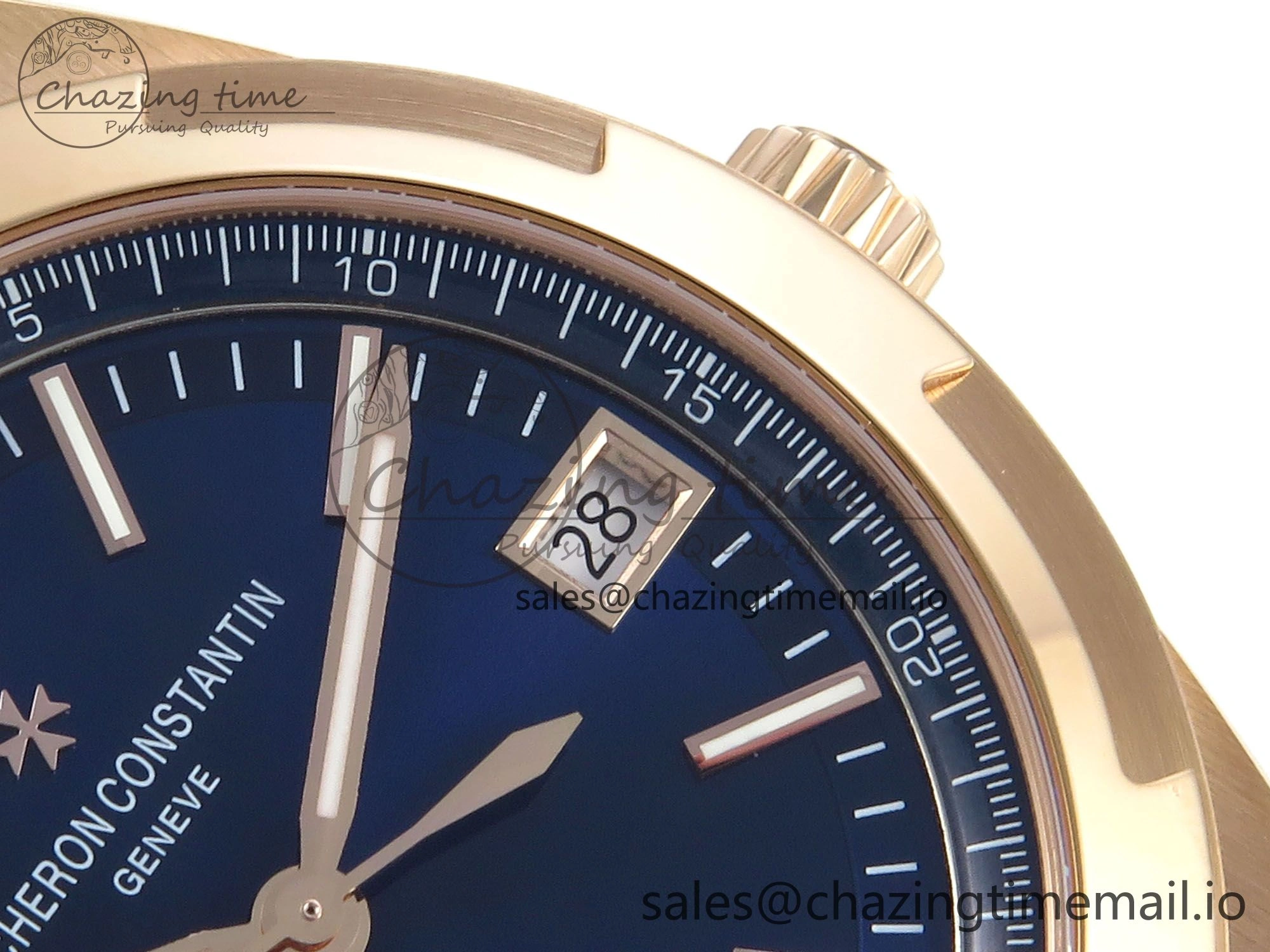 Overseas 4520V RG ZF 1:1 Best Edition Blue Dial on Blue Rubber Strap A5100