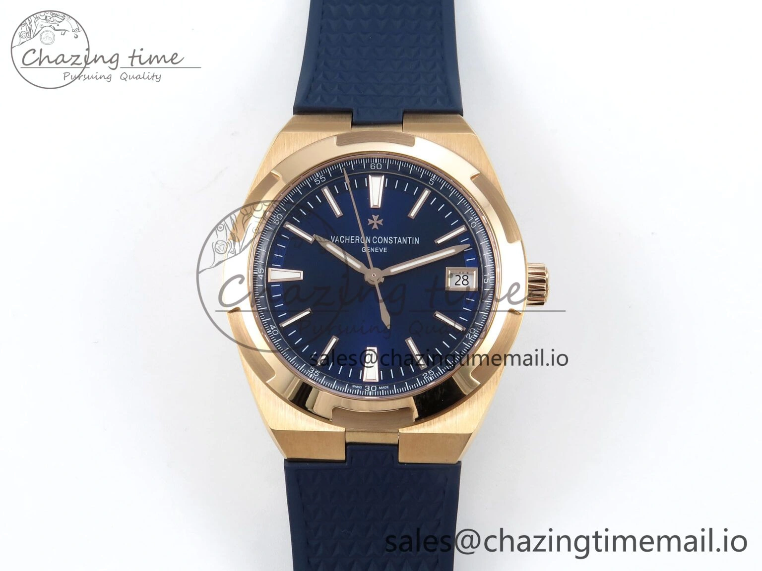 Overseas 4520V RG ZF 1:1 Best Edition Blue Dial on Blue Rubber Strap A5100