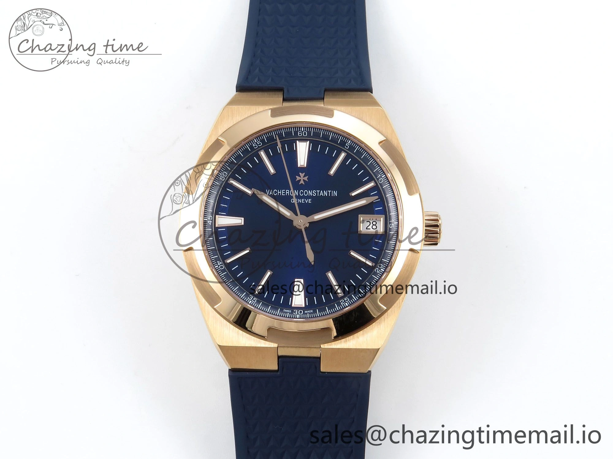 Overseas 4520V RG ZF 1:1 Best Edition Blue Dial on Blue Rubber Strap A5100