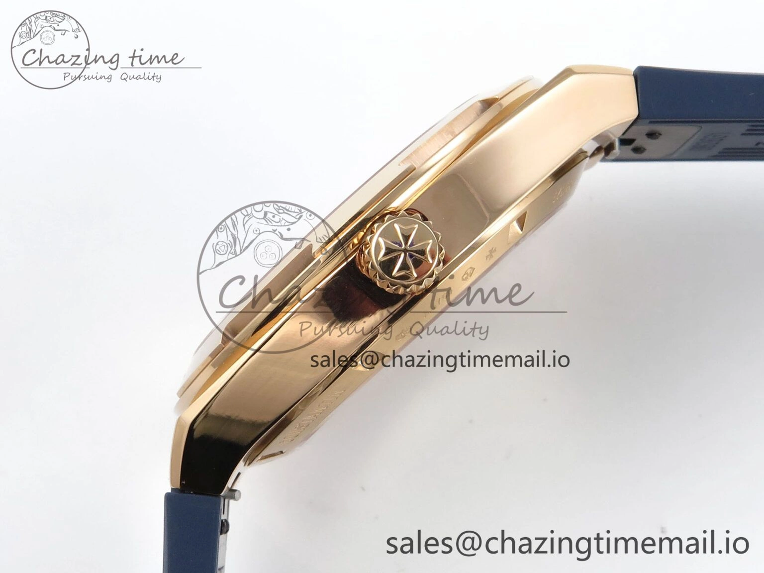 Overseas 4520V RG ZF 1:1 Best Edition Blue Dial on Blue Rubber Strap A5100