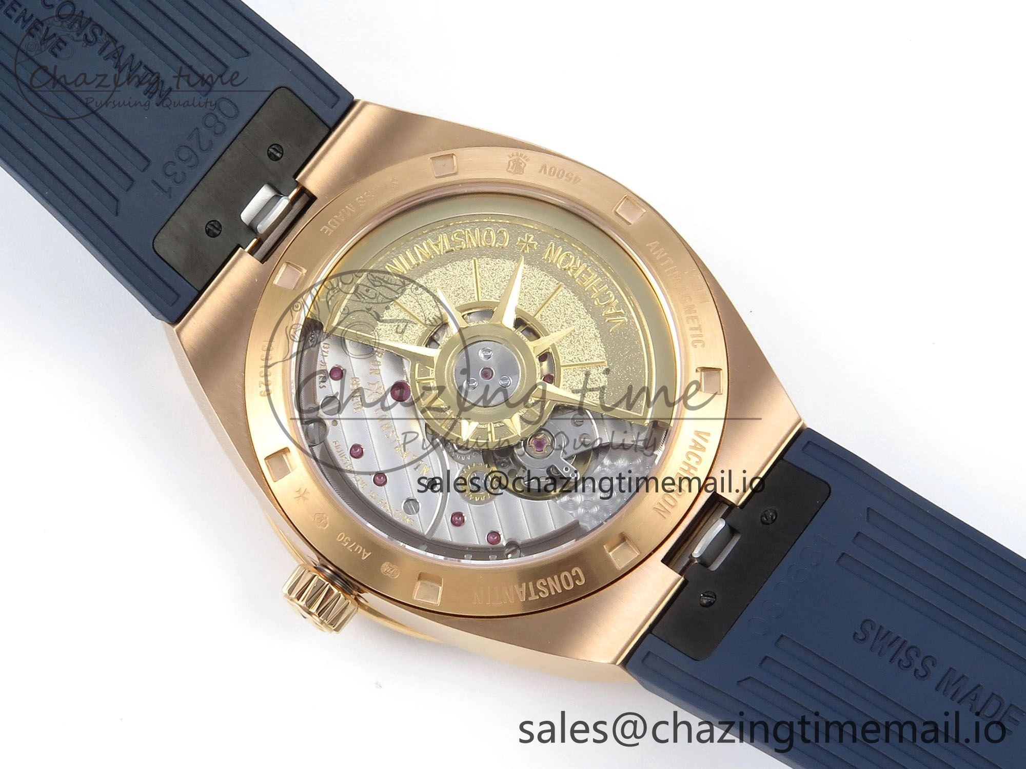 Overseas 4520V RG ZF 1:1 Best Edition Blue Dial on Blue Rubber Strap A5100