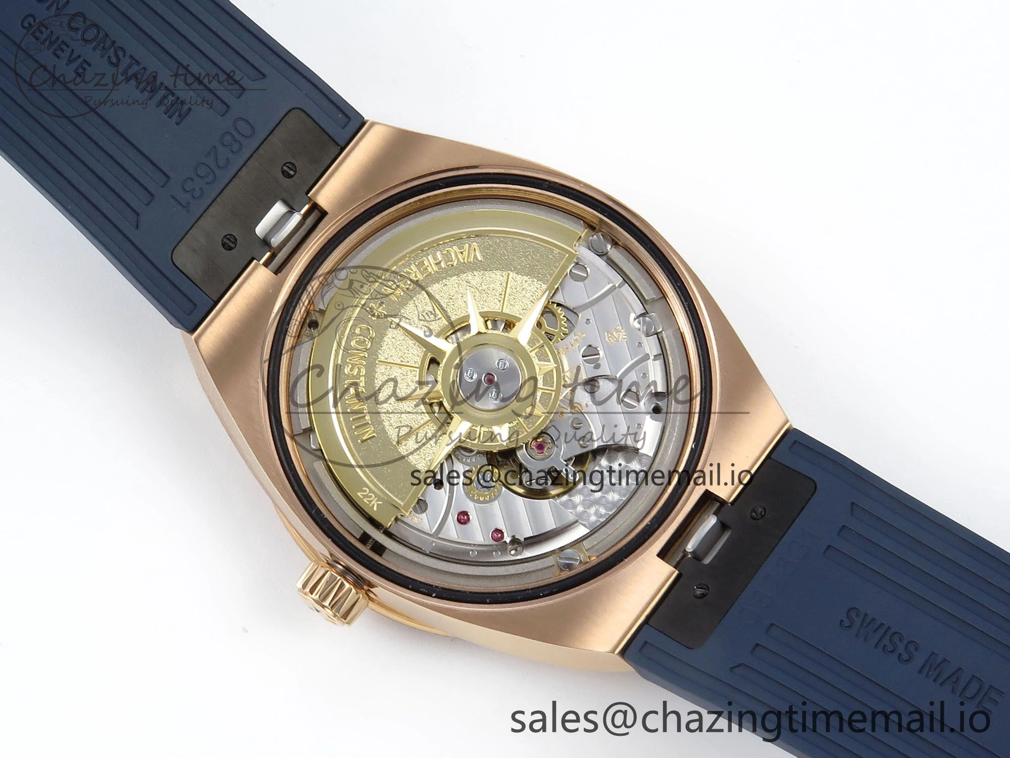 Overseas 4520V RG ZF 1:1 Best Edition Blue Dial on Blue Rubber Strap A5100