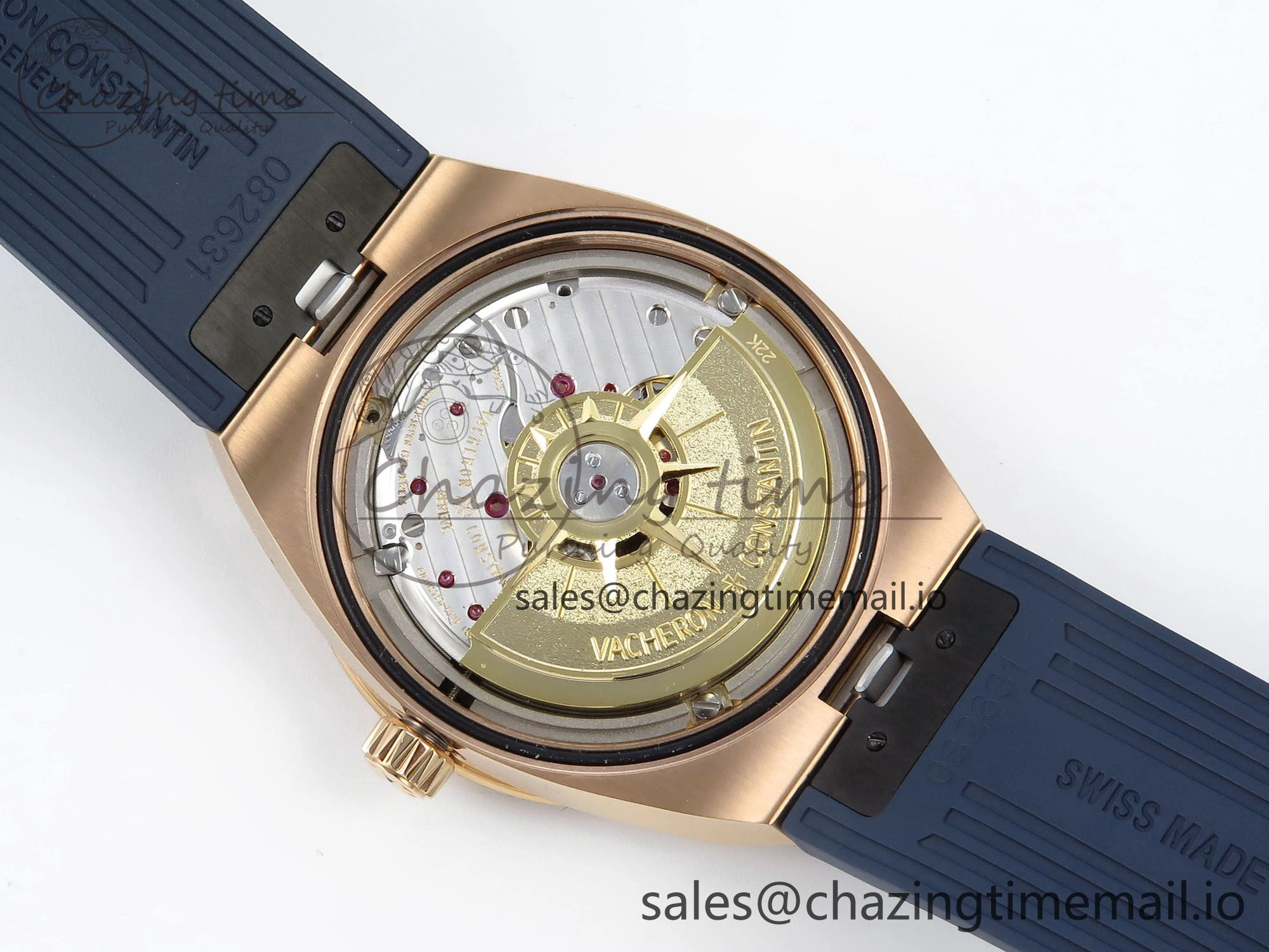 Overseas 4520V RG ZF 1:1 Best Edition Blue Dial on Blue Rubber Strap A5100