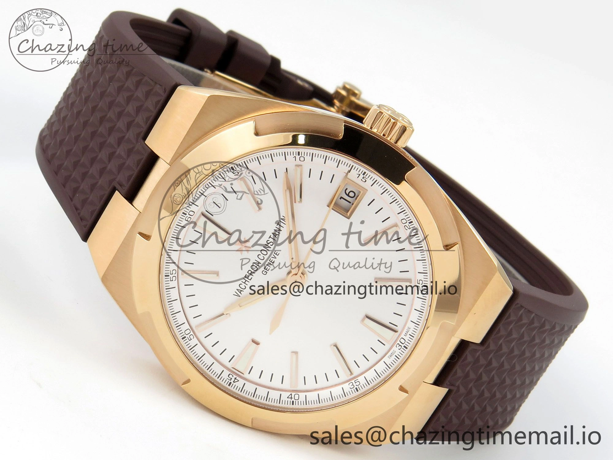 Overseas 4520V RG ZF 1:1 Best Edition White Dial on Black Rubber Strap A5100
