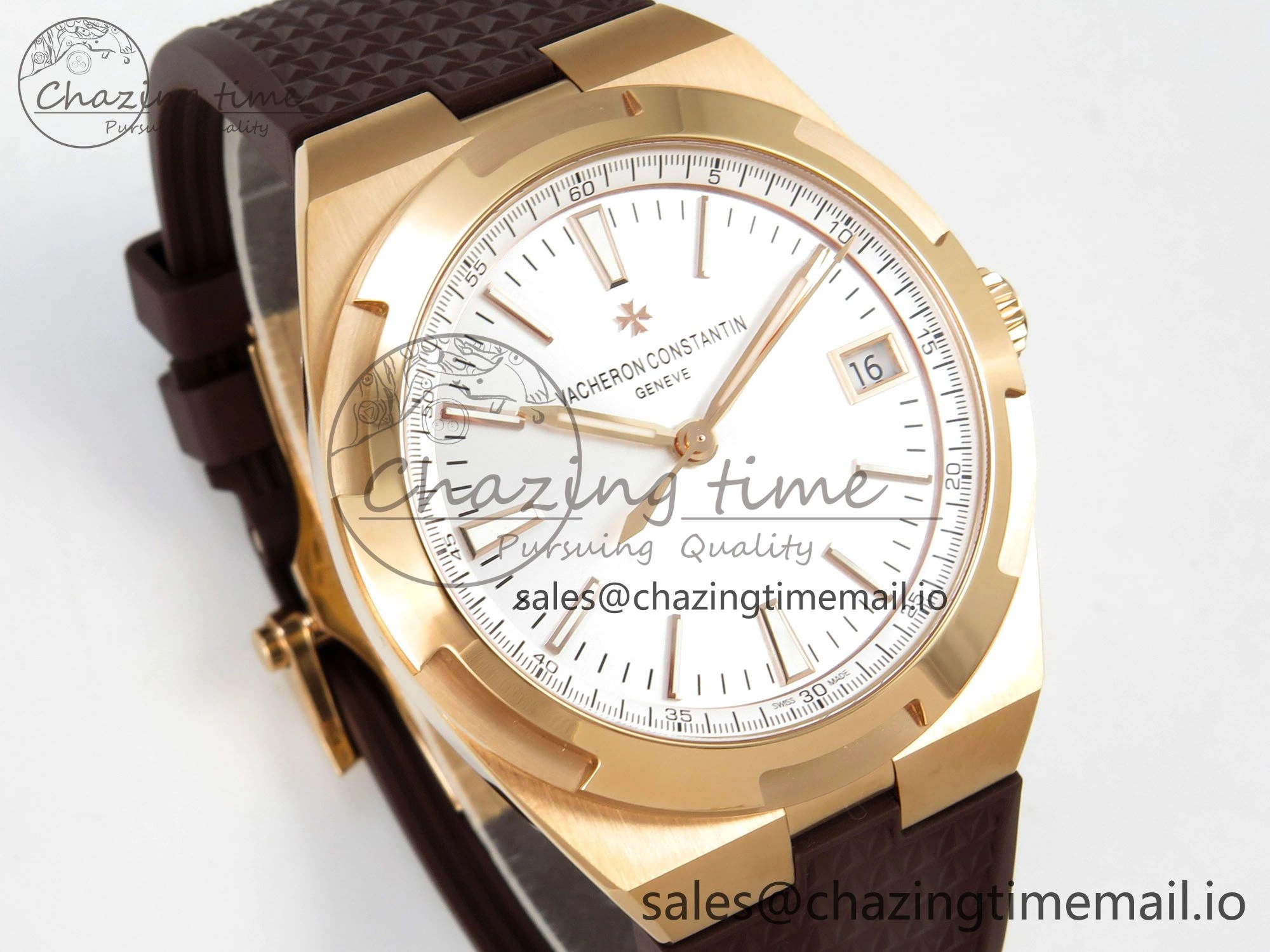 Overseas 4520V RG ZF 1:1 Best Edition White Dial on Black Rubber Strap A5100