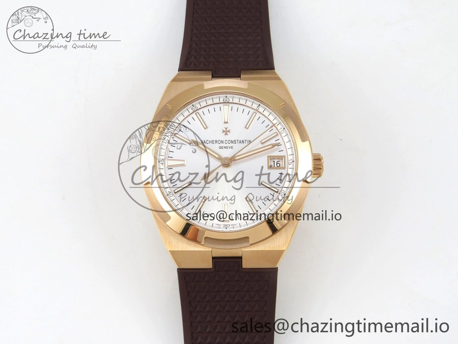 Overseas 4520V RG ZF 1:1 Best Edition White Dial on Black Rubber Strap A5100