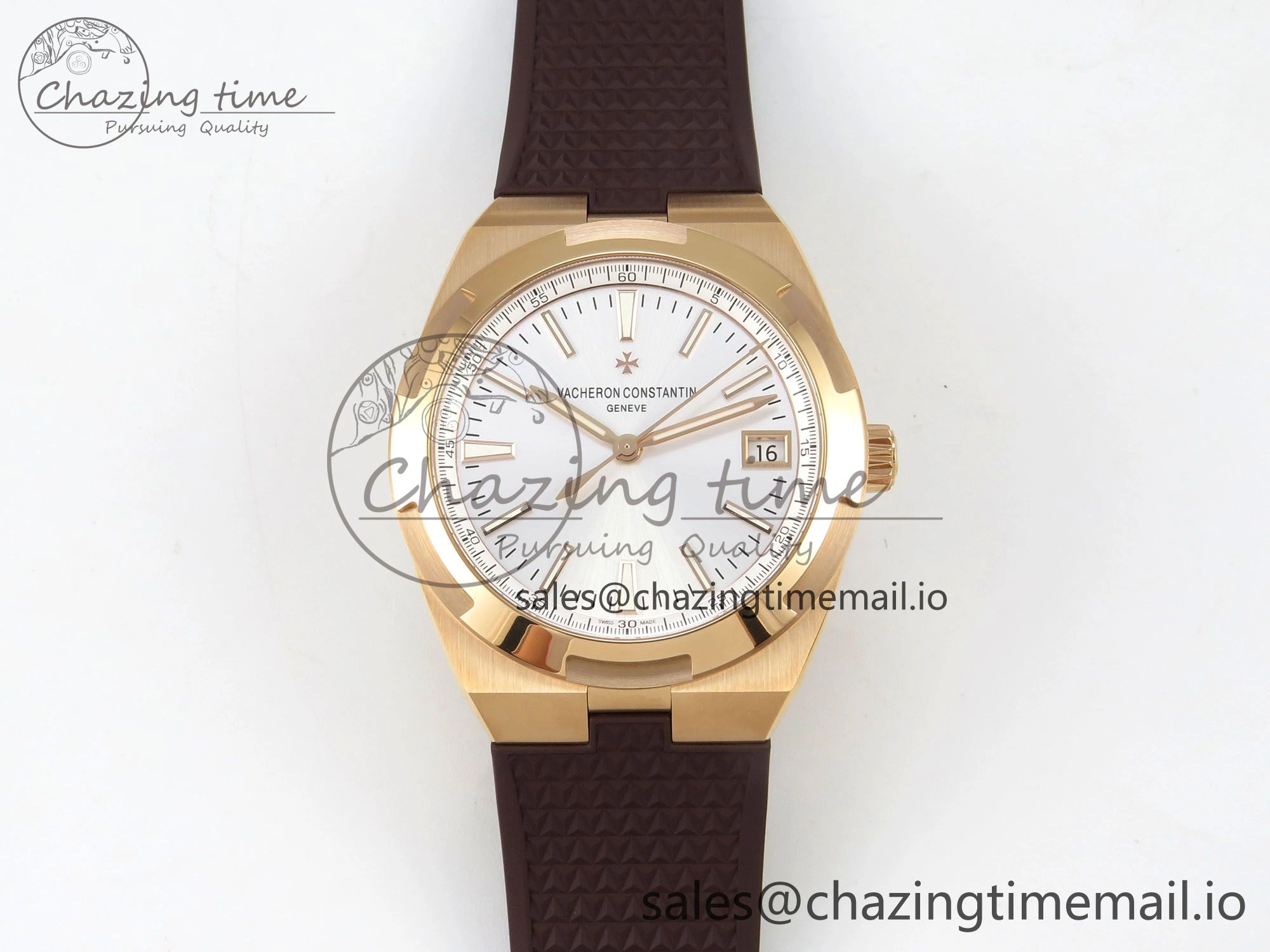 Overseas 4520V RG ZF 1:1 Best Edition White Dial on Black Rubber Strap A5100