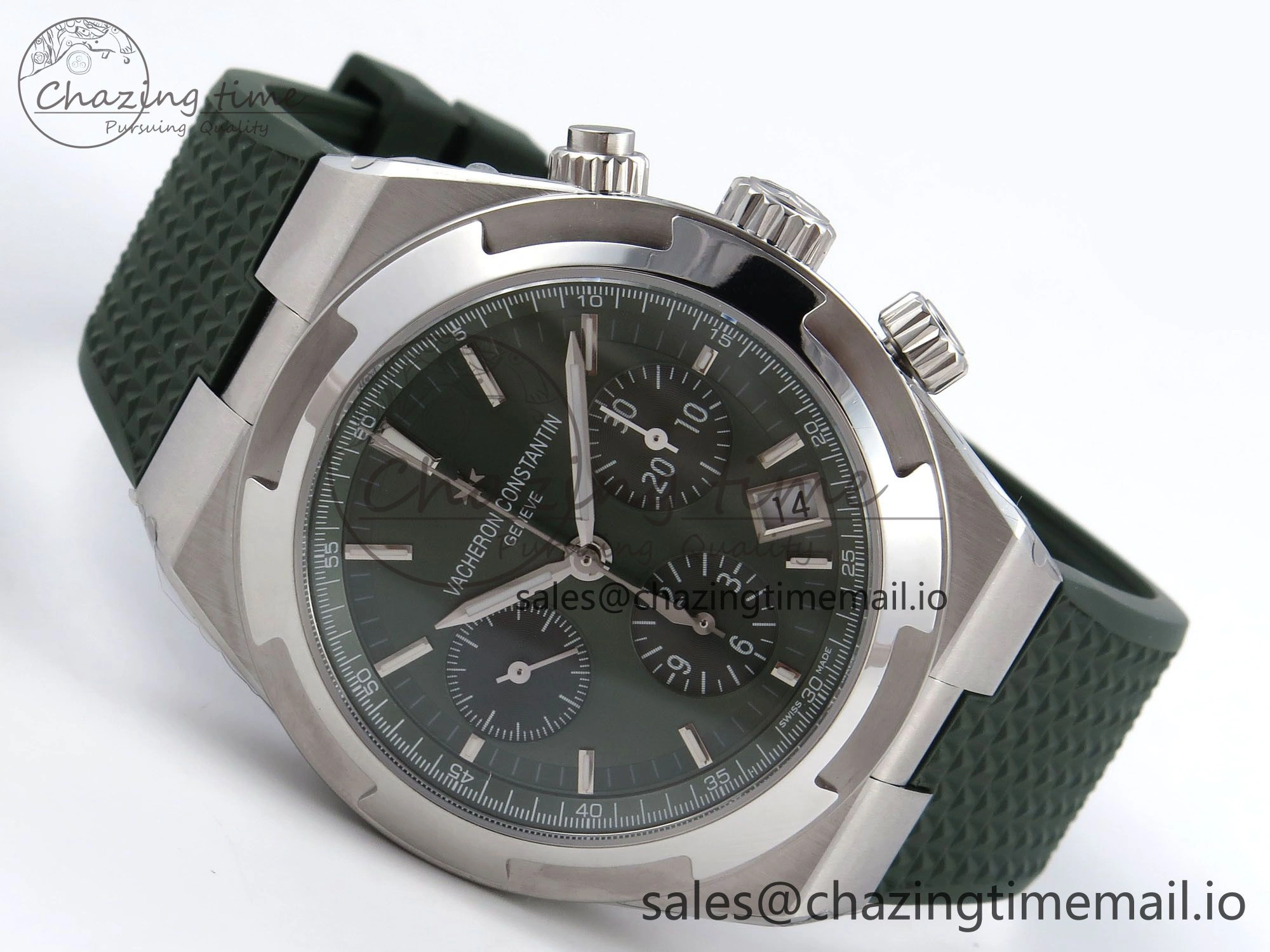 Overseas 4520V SS 8F Best Edition Green Dial On Green Rubber Strap A7750 Modified to A5200