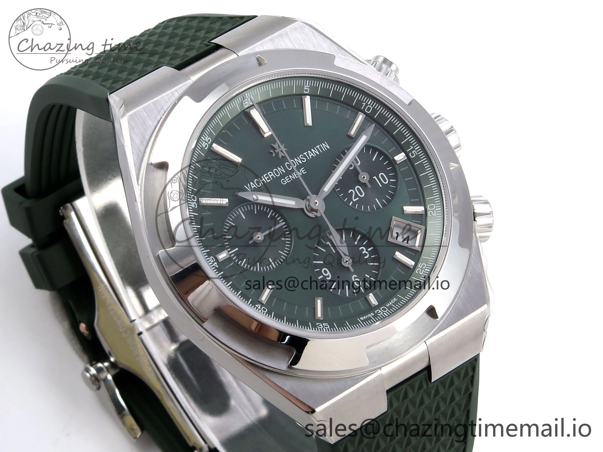 Overseas 4520V SS 8F Best Edition Green Dial On Green Rubber Strap A7750 Modified to A5200