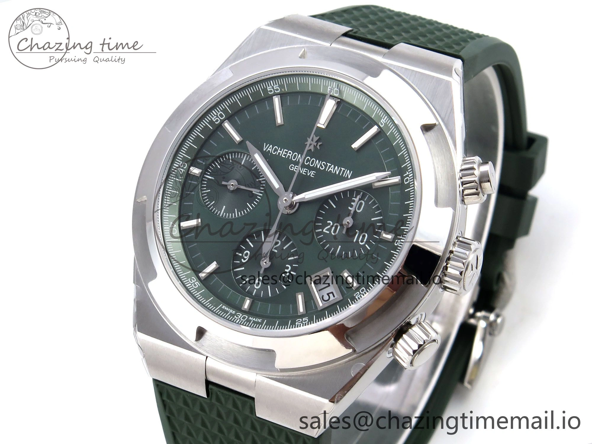 Overseas 4520V SS 8F Best Edition Green Dial On Green Rubber Strap A7750 Modified to A5200