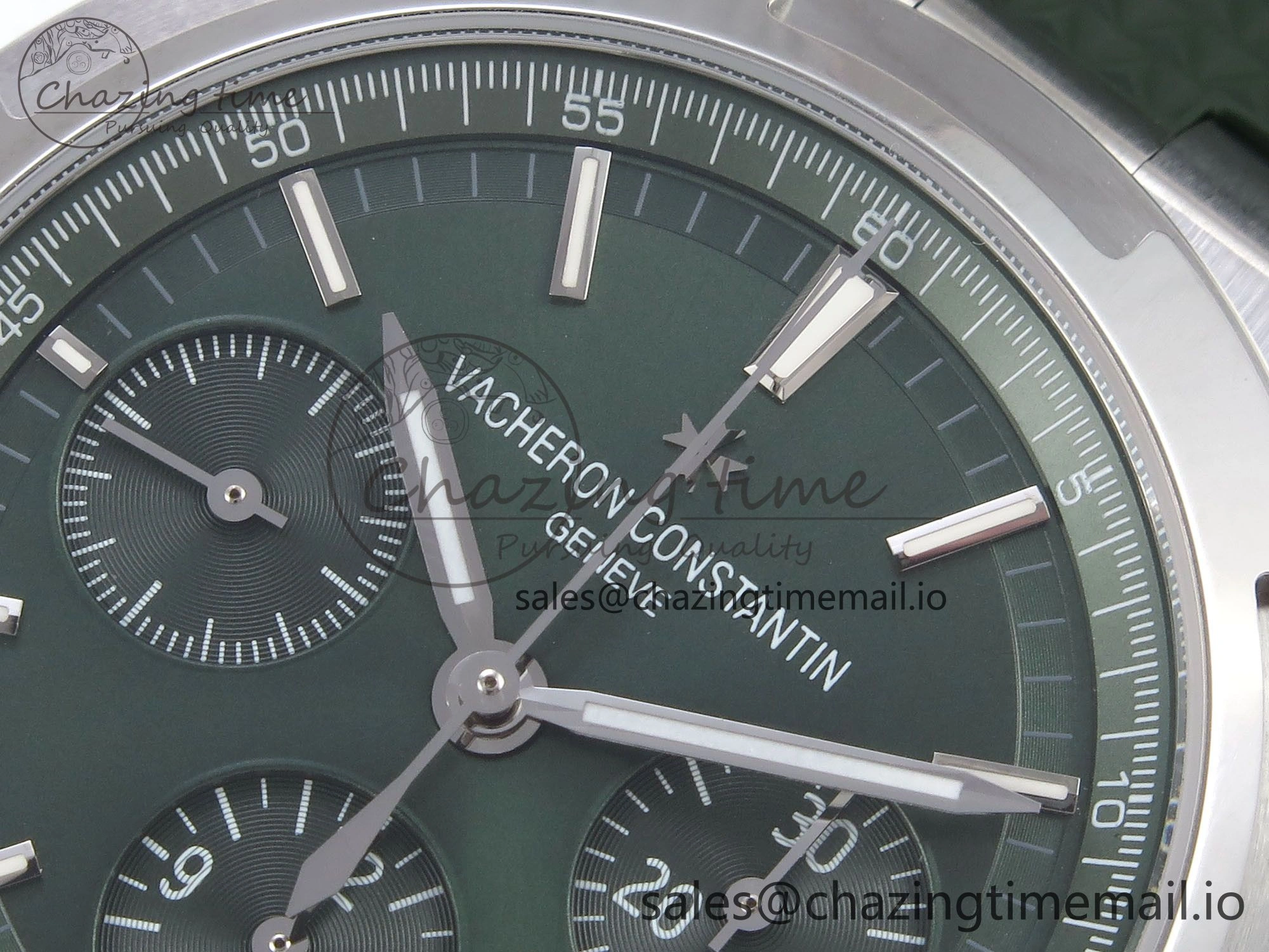 Overseas 4520V SS 8F Best Edition Green Dial On Green Rubber Strap A7750 Modified to A5200