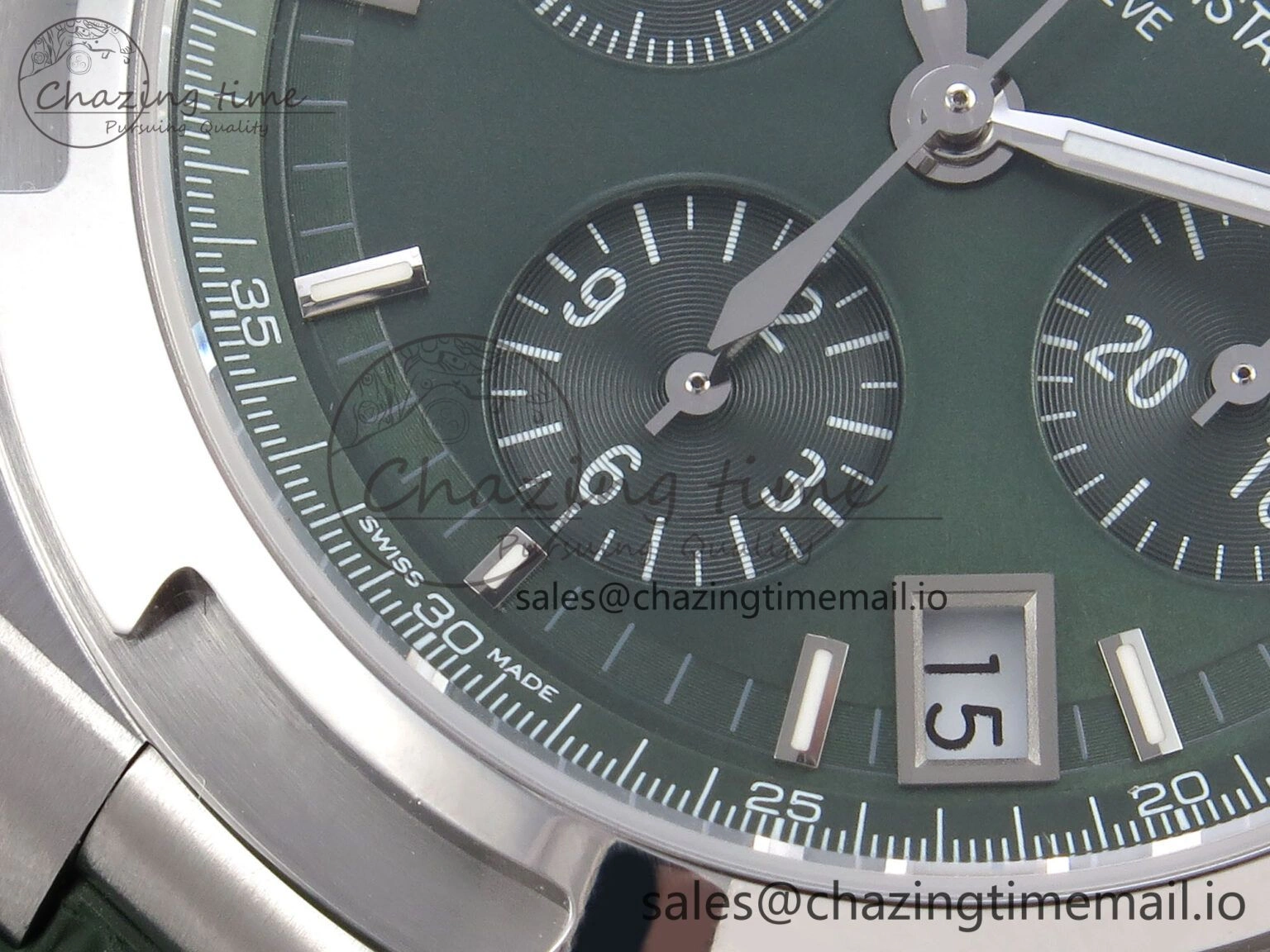 Overseas 4520V SS 8F Best Edition Green Dial On Green Rubber Strap A7750 Modified to A5200