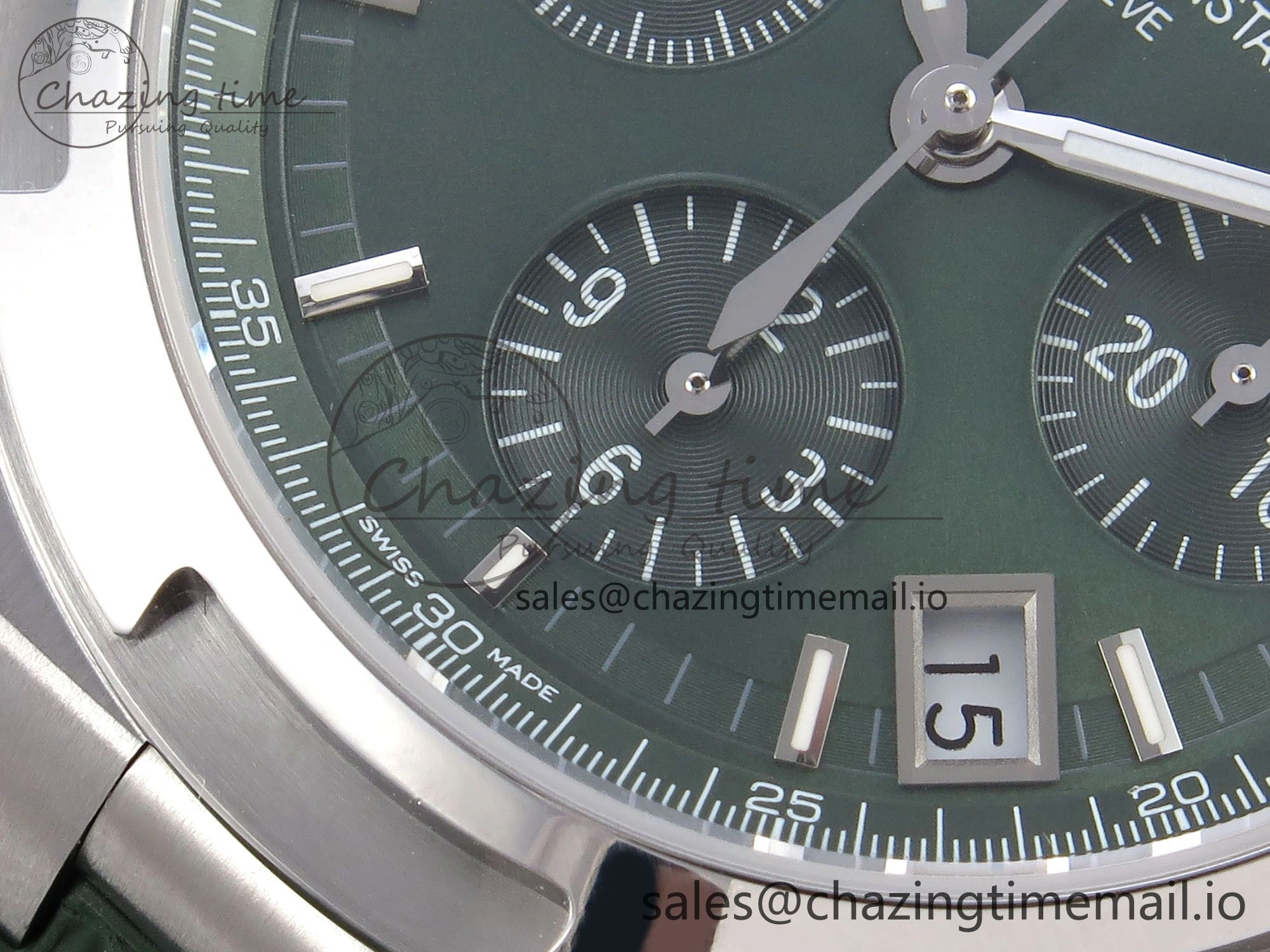 Overseas 4520V SS 8F Best Edition Green Dial On Green Rubber Strap A7750 Modified to A5200