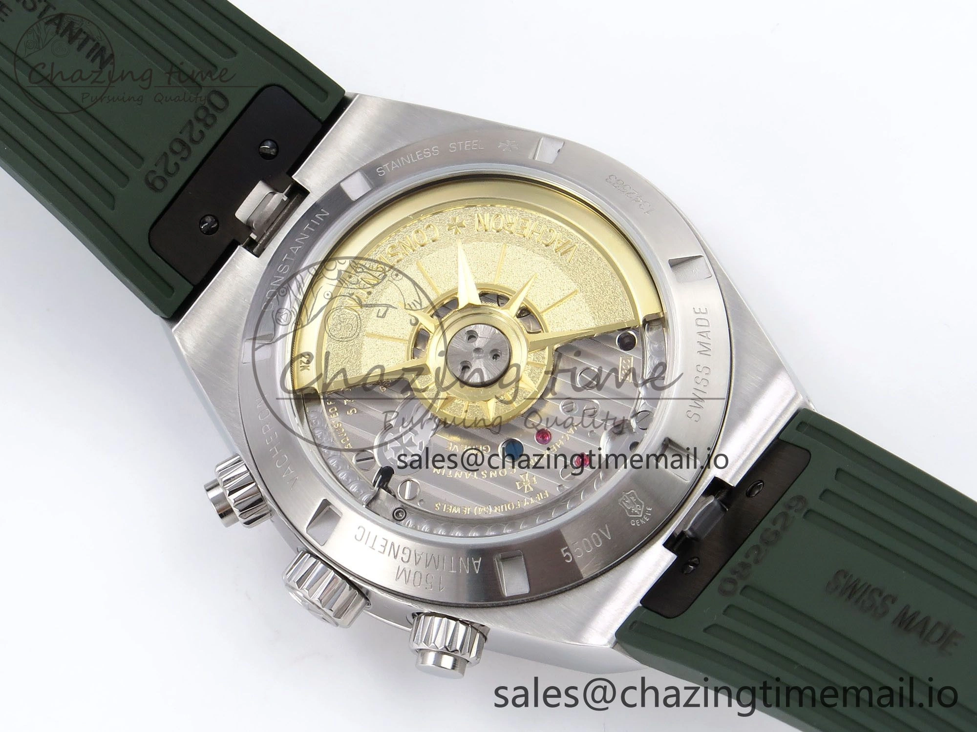 Overseas 4520V SS 8F Best Edition Green Dial On Green Rubber Strap A7750 Modified to A5200