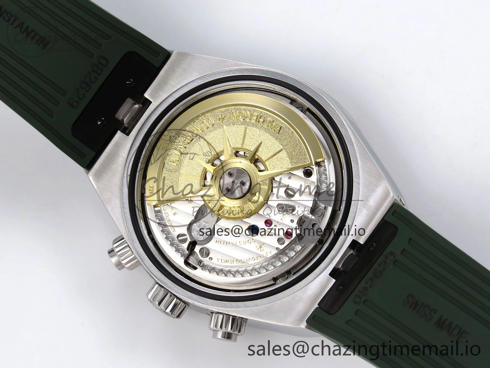 Overseas 4520V SS 8F Best Edition Green Dial On Green Rubber Strap A7750 Modified to A5200