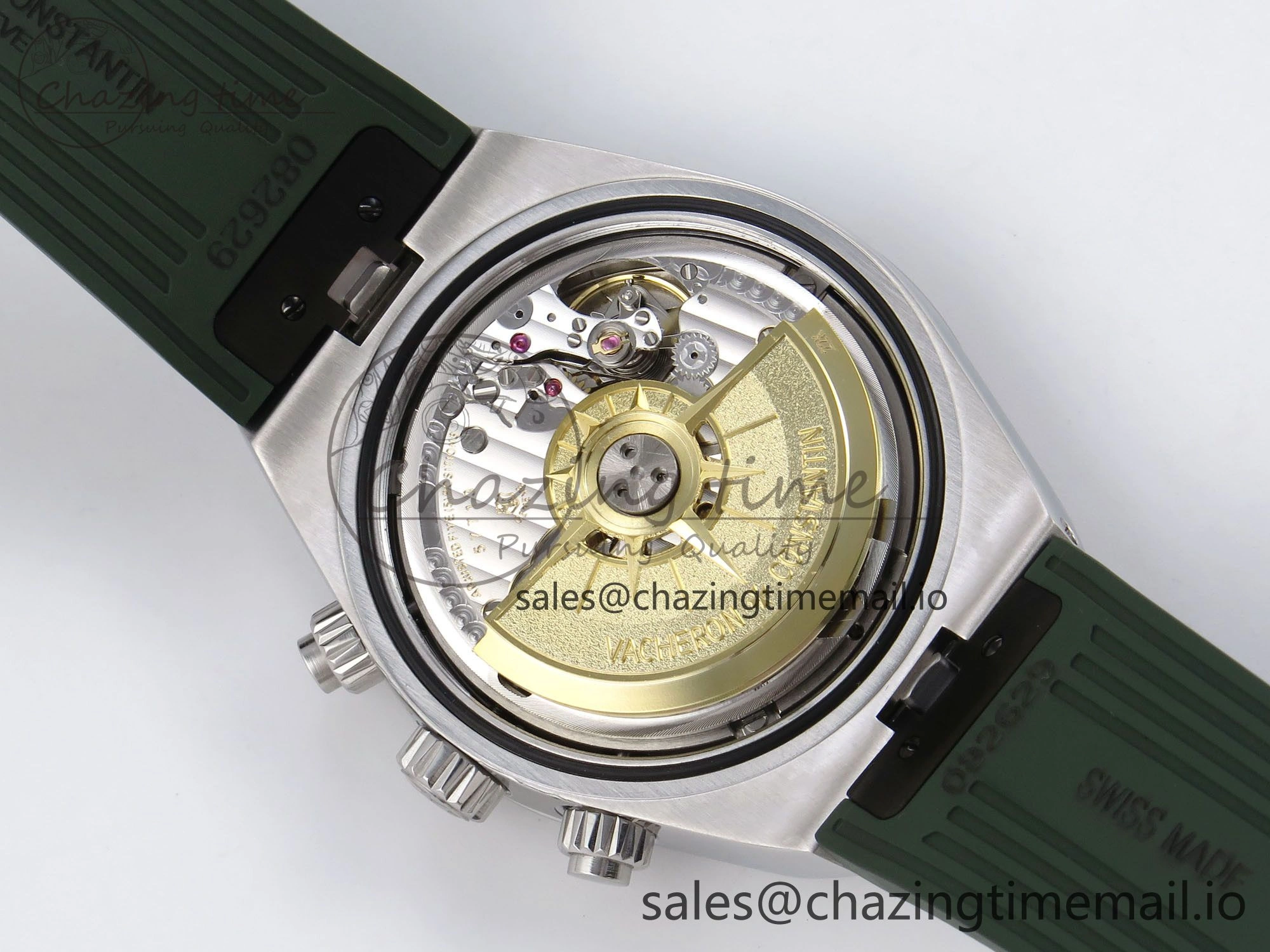 Overseas 4520V SS 8F Best Edition Green Dial On Green Rubber Strap A7750 Modified to A5200