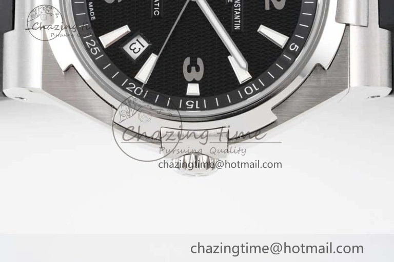 Overseas 47040 SS PPF 1:1 Best Edition Black Textured Dial on Black Rubber Strap A1226