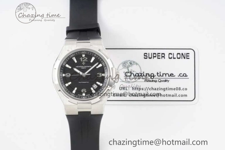 Overseas 47040 SS PPF 1:1 Best Edition Black Textured Dial on Black Rubber Strap A1226