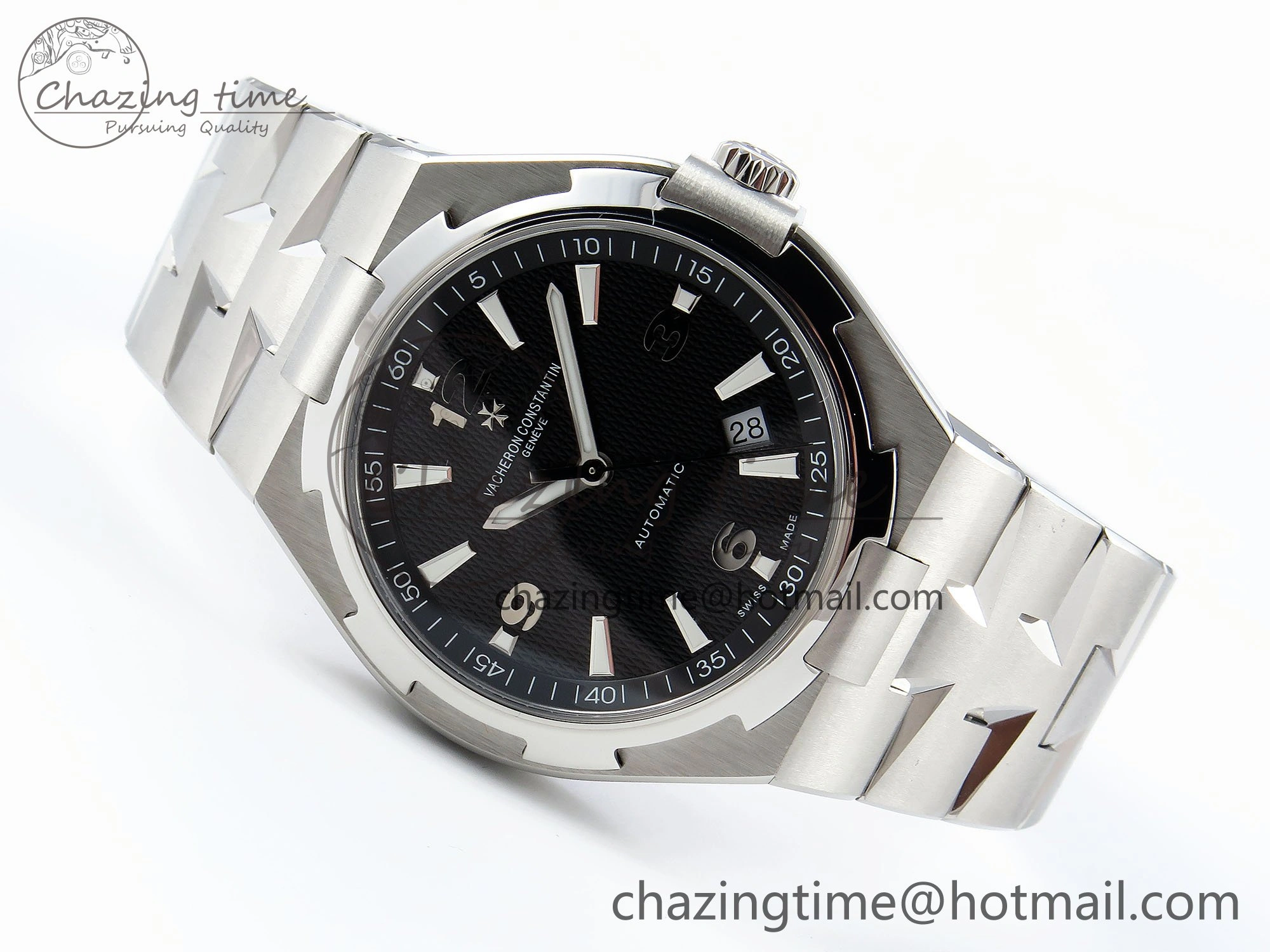 Overseas 47040 SS PPF 1:1 Best Edition Black Textured Dial on SS Bracelet A1226