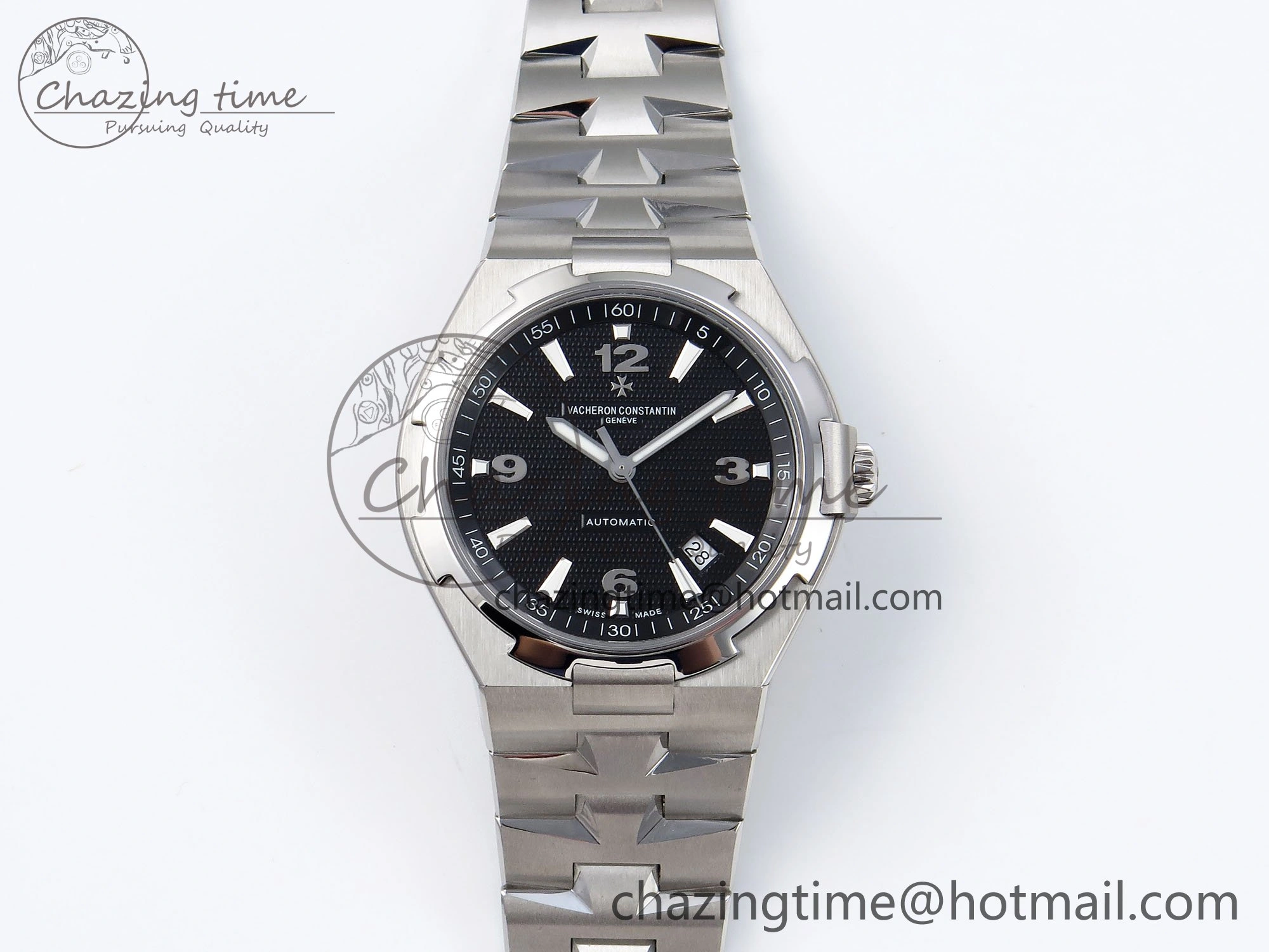 Overseas 47040 SS PPF 1:1 Best Edition Black Textured Dial on SS Bracelet A1226