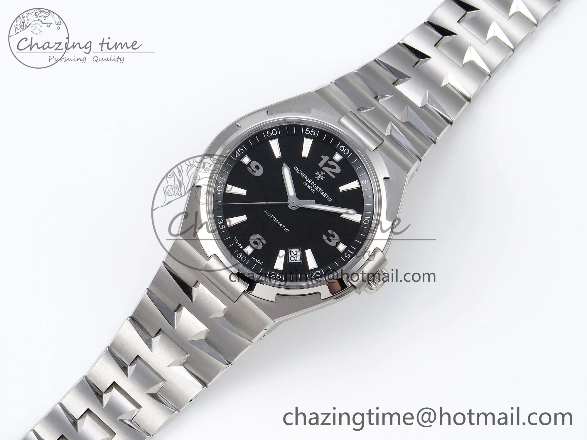 Overseas 47040 SS PPF 1:1 Best Edition Black Textured Dial on SS Bracelet A1226