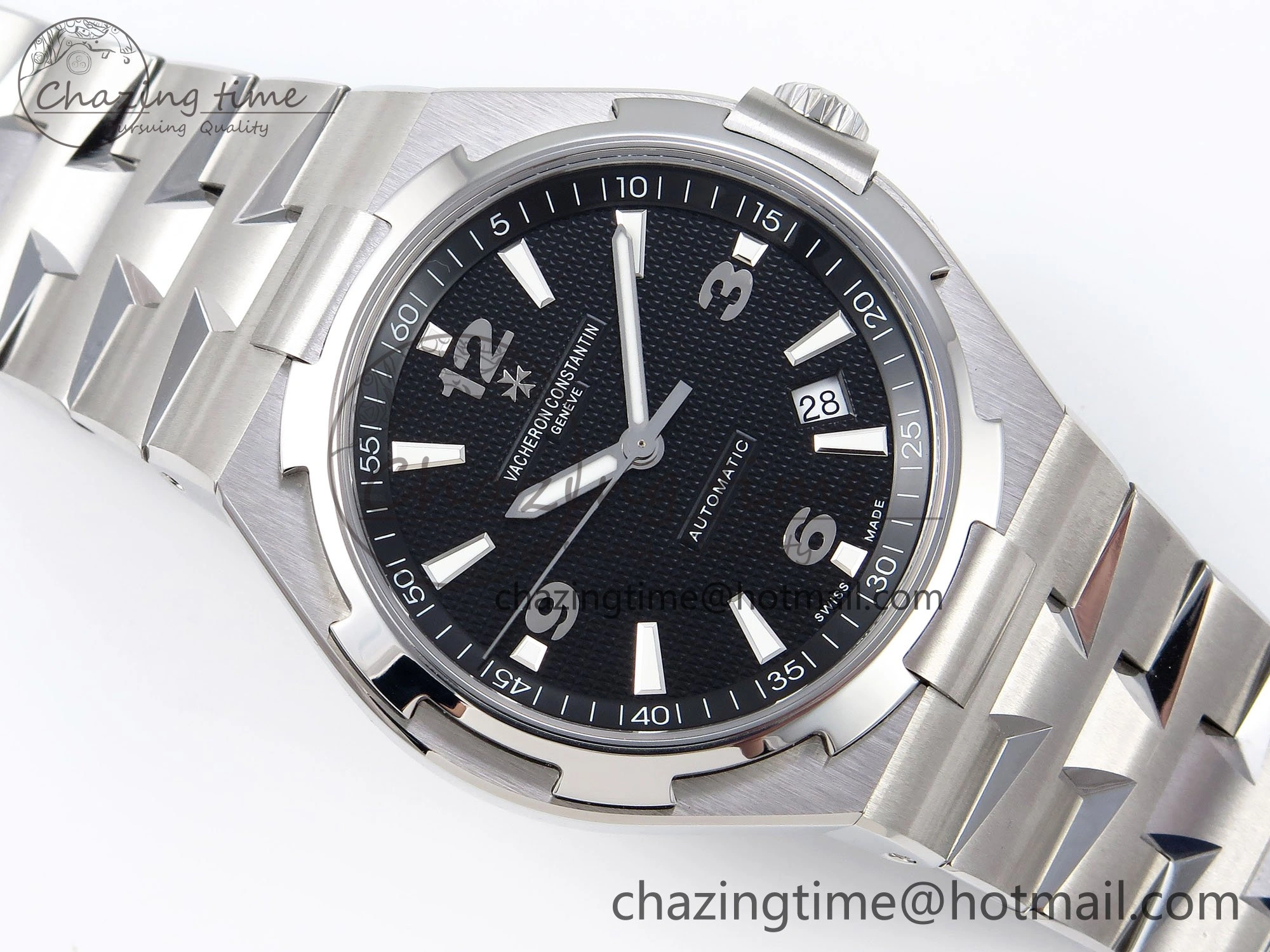Overseas 47040 SS PPF 1:1 Best Edition Black Textured Dial on SS Bracelet A1226