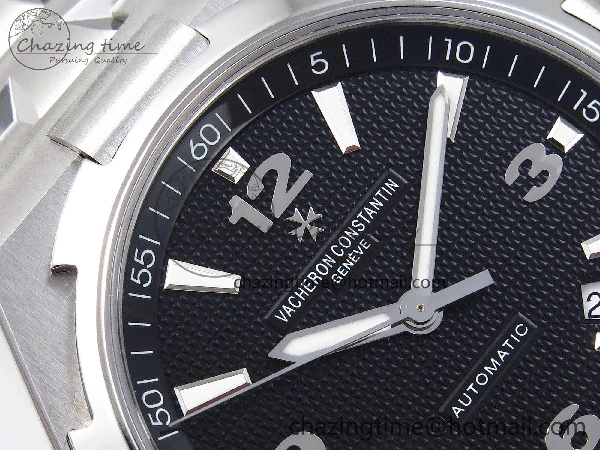 Overseas 47040 SS PPF 1:1 Best Edition Black Textured Dial on SS Bracelet A1226