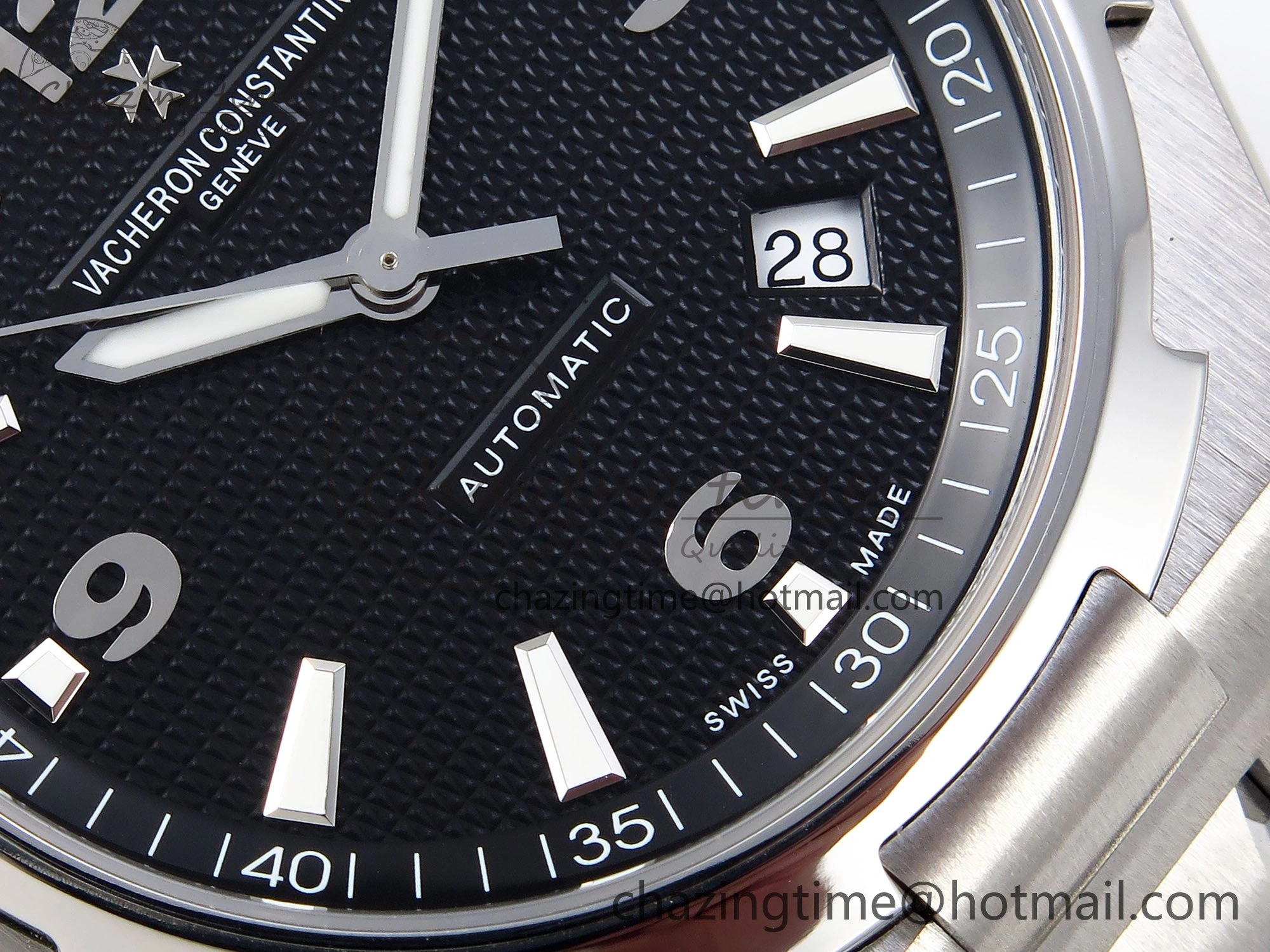 Overseas 47040 SS PPF 1:1 Best Edition Black Textured Dial on SS Bracelet A1226