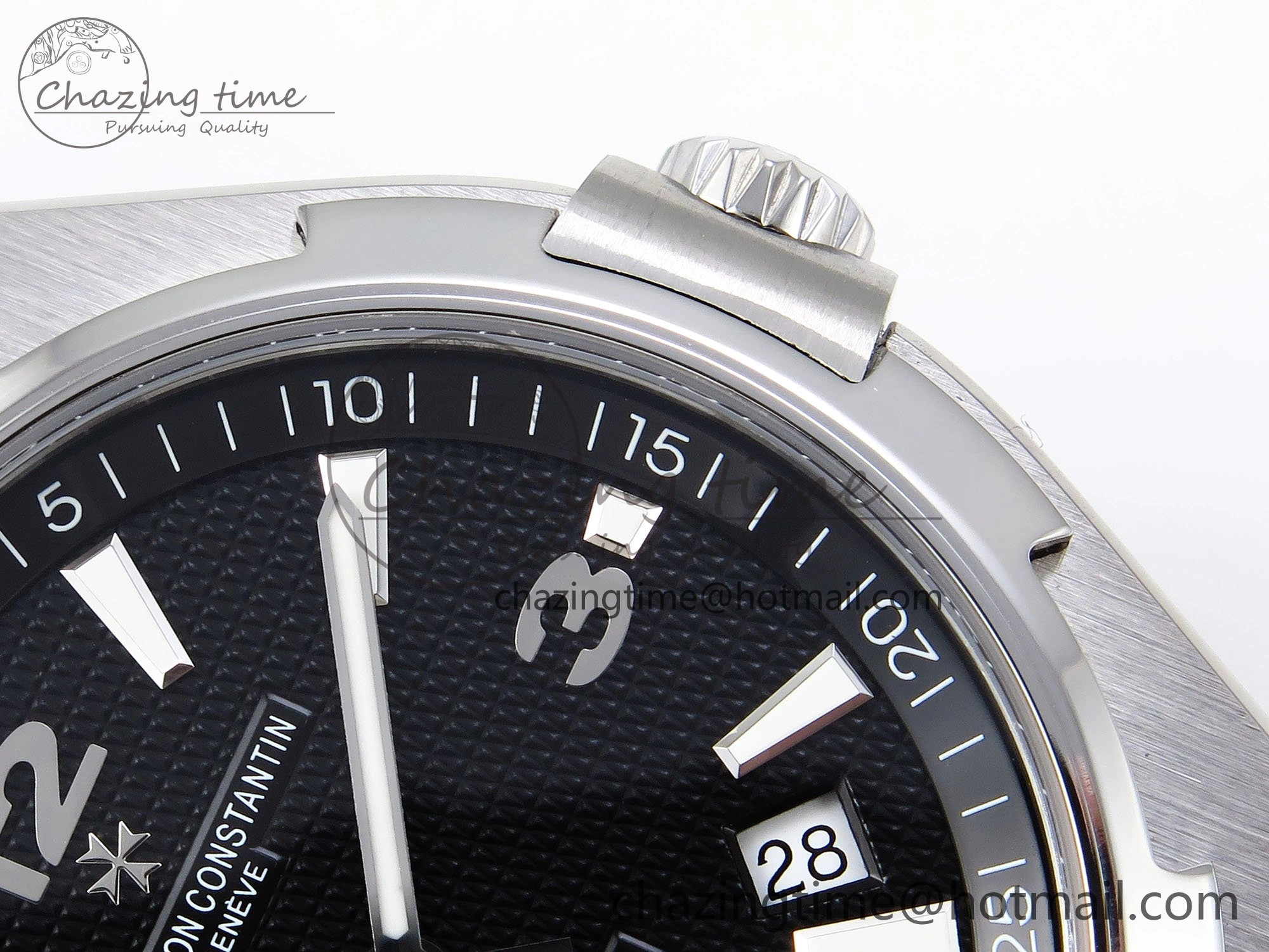 Overseas 47040 SS PPF 1:1 Best Edition Black Textured Dial on SS Bracelet A1226
