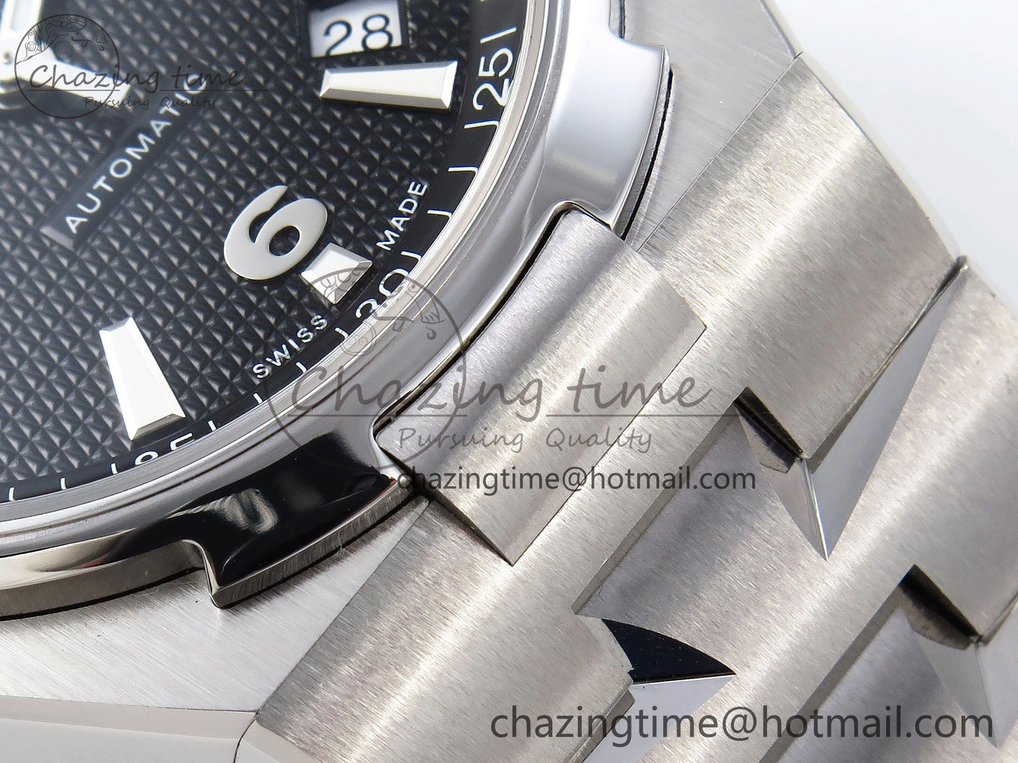 Overseas 47040 SS PPF 1:1 Best Edition Black Textured Dial on SS Bracelet A1226