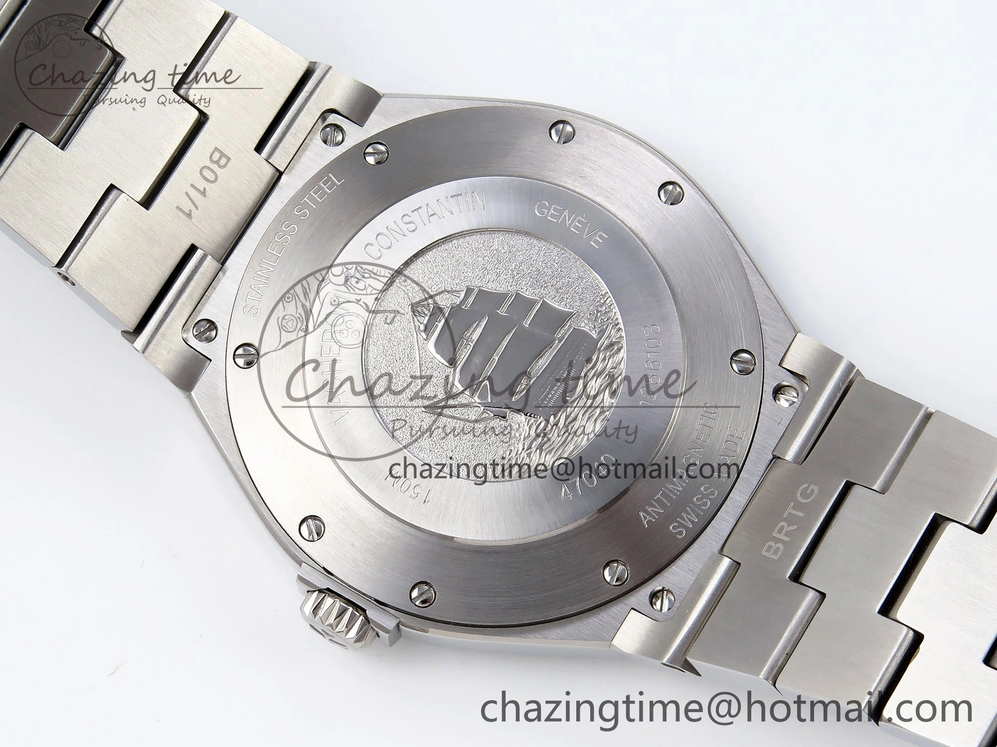Overseas 47040 SS PPF 1:1 Best Edition Black Textured Dial on SS Bracelet A1226