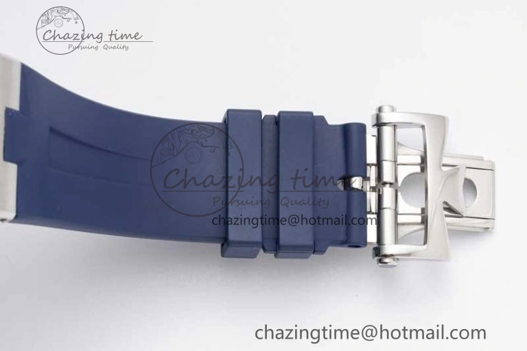Overseas 47040 SS PPF 1:1 Best Edition Blue Textured Dial on Blue Rubber Strap A1226