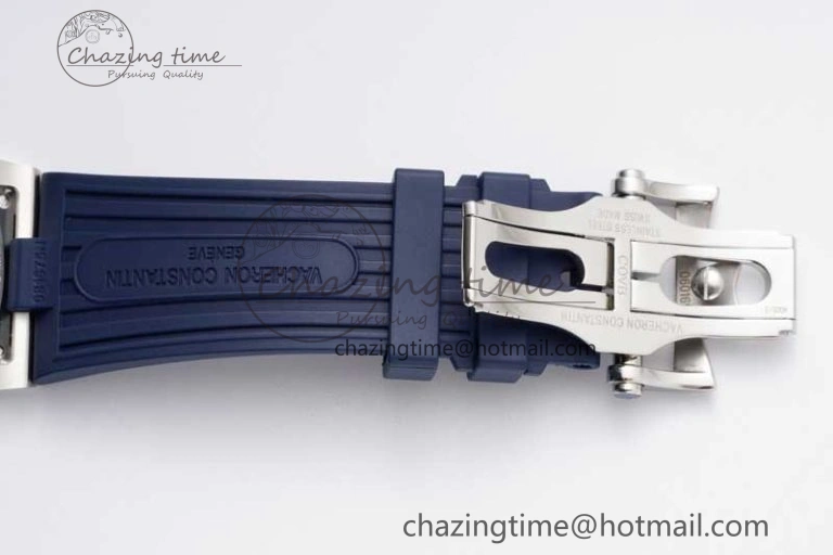 Overseas 47040 SS PPF 1:1 Best Edition Blue Textured Dial on Blue Rubber Strap A1226