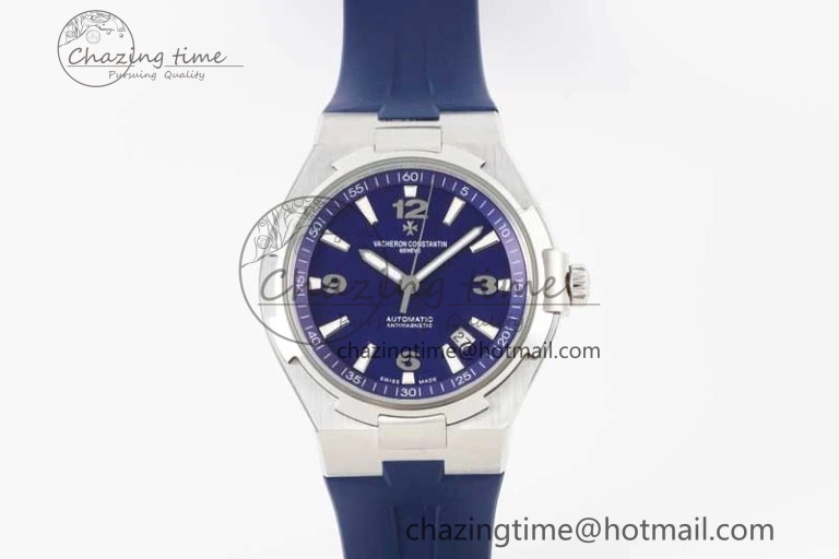 Overseas 47040 SS PPF 1:1 Best Edition Blue Textured Dial on Blue Rubber Strap A1226