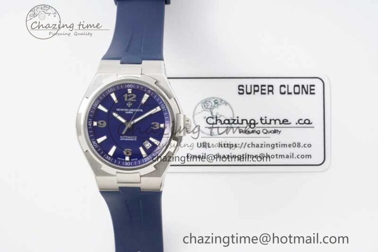 Overseas 47040 SS PPF 1:1 Best Edition Blue Textured Dial on Blue Rubber Strap A1226